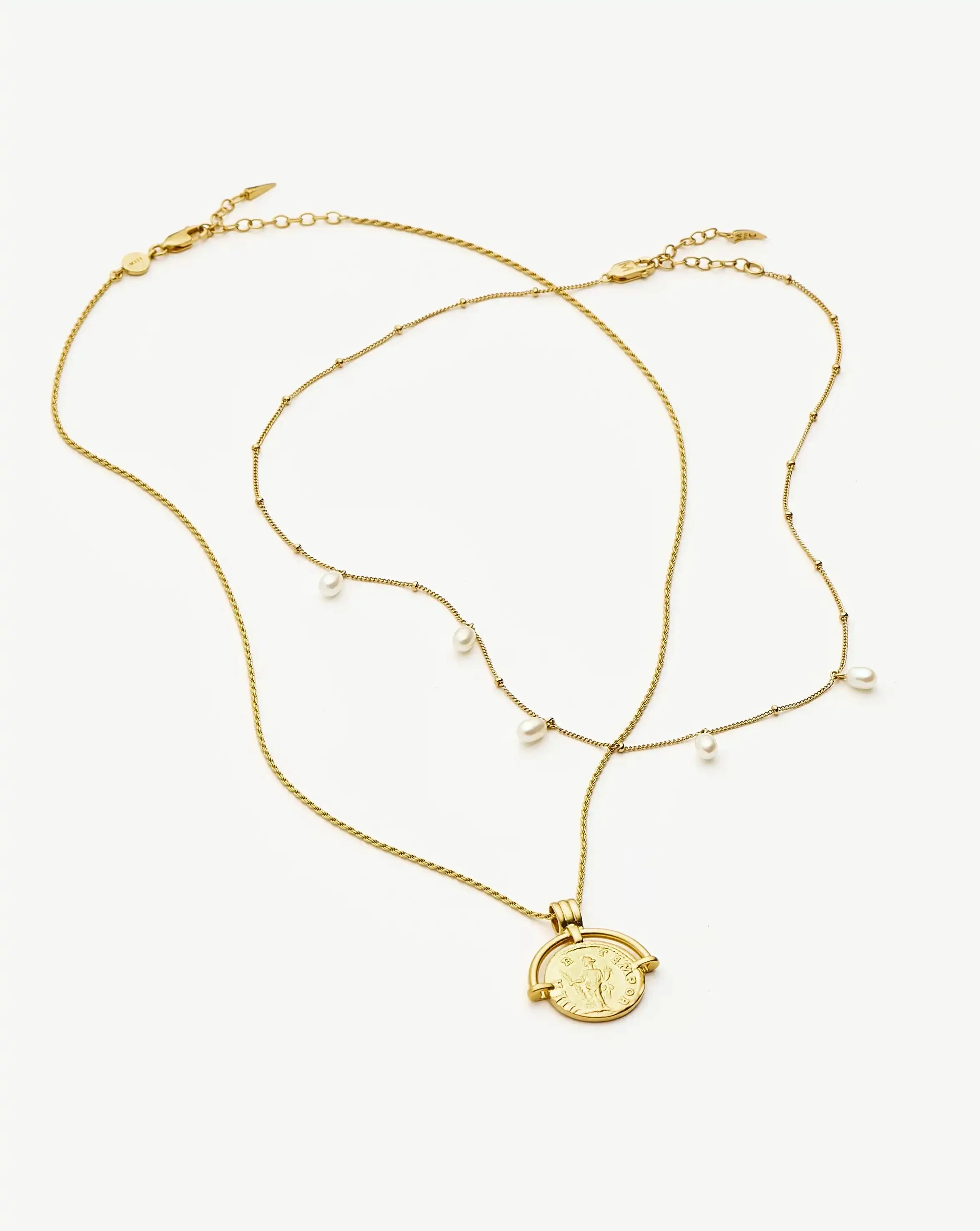Lucy Williams Roman Arc & Pearl Necklace Set | 18k Gold Vermeil/18k Gold Plated/Pearl - Image 4