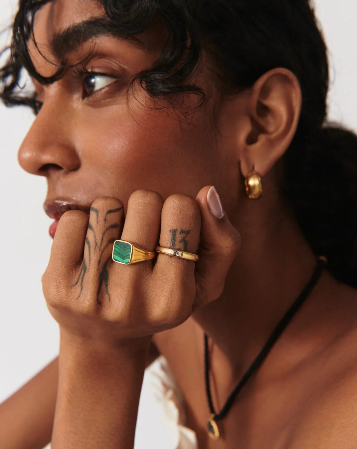 Lucy Williams Square Signet Ring | 18k Gold Vermeil/Malachite - Image 3