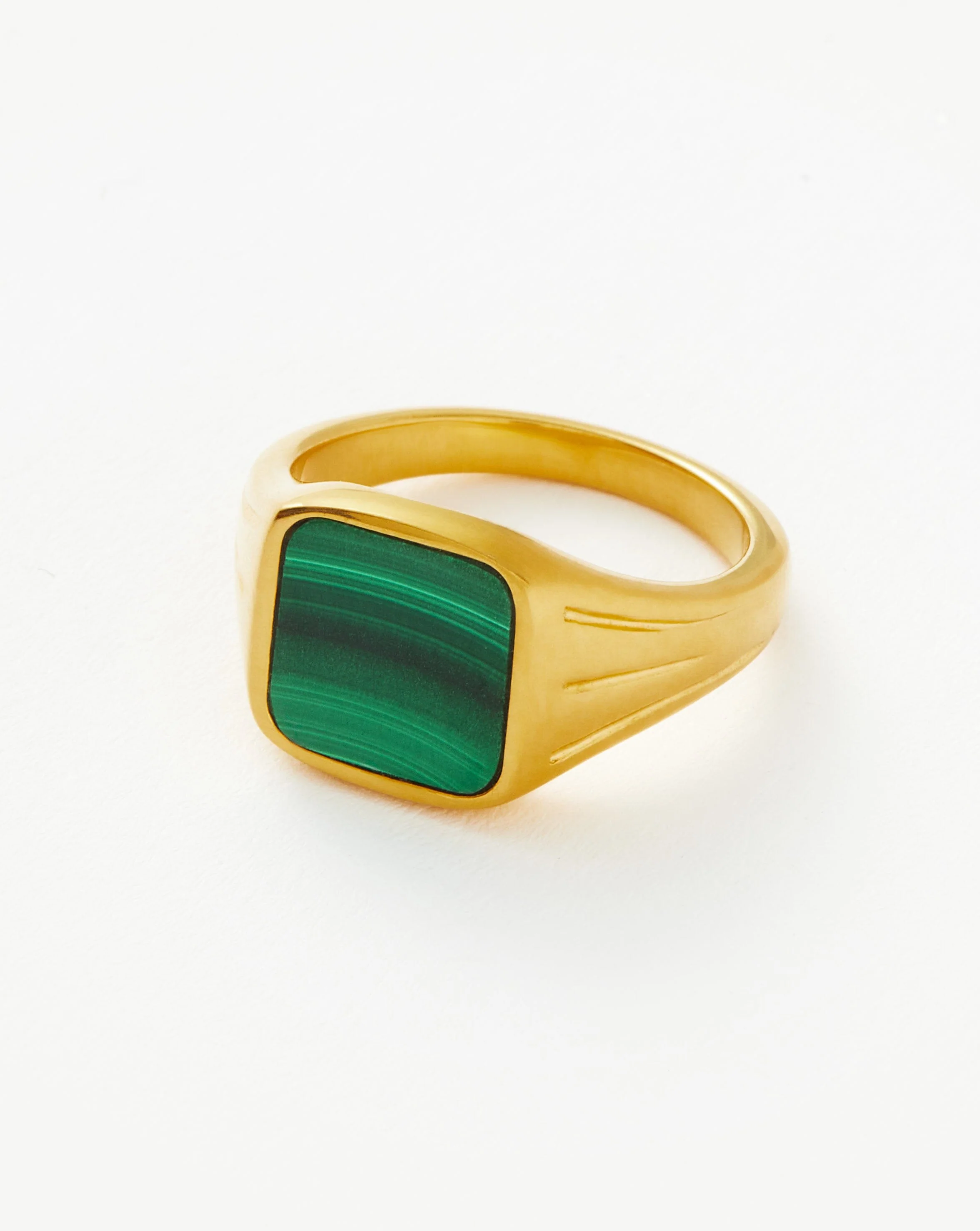 Lucy Williams Square Signet Ring | 18k Gold Vermeil/Malachite - Image 4
