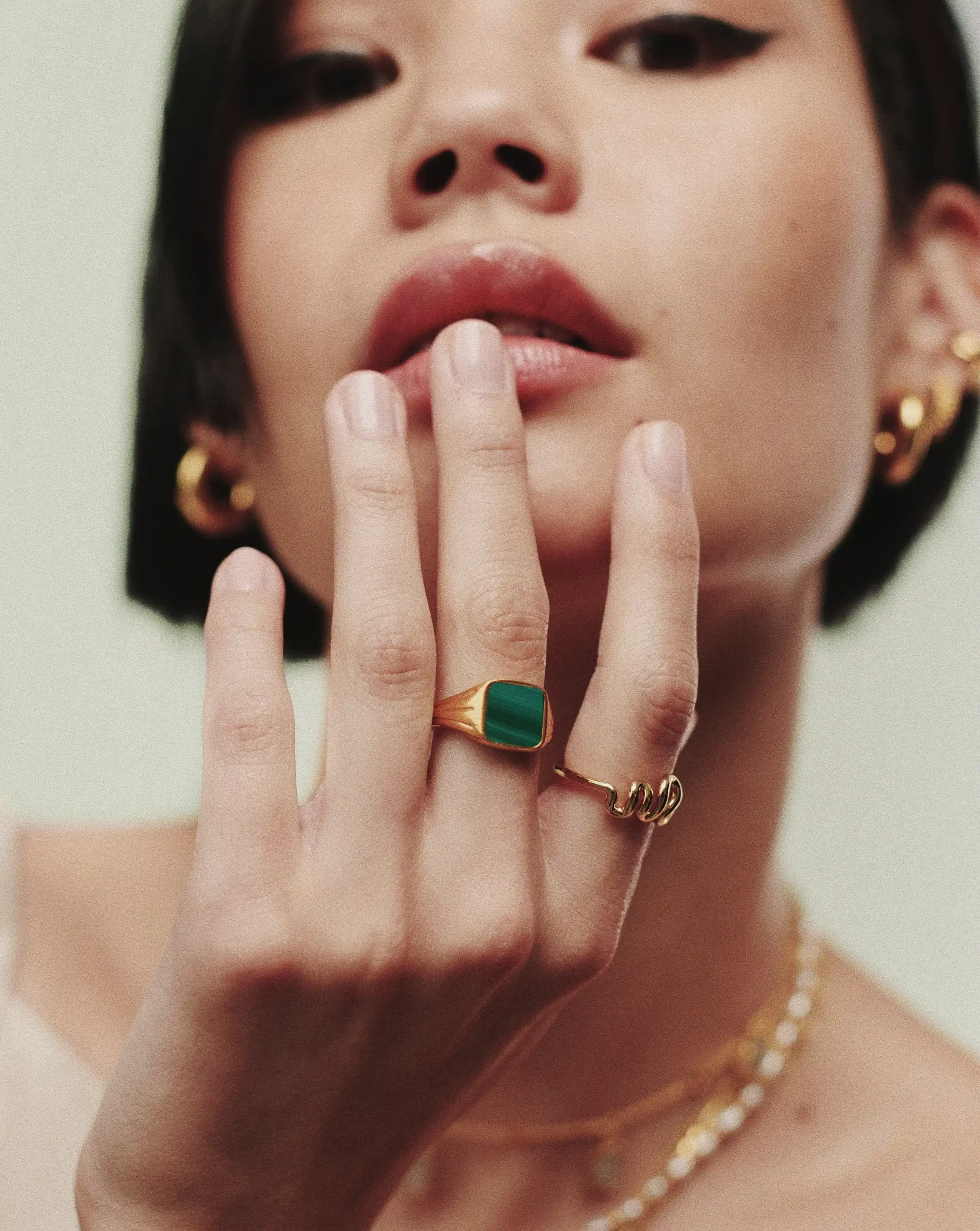 Lucy Williams Square Signet Ring | 18k Gold Vermeil/Malachite - Image 6