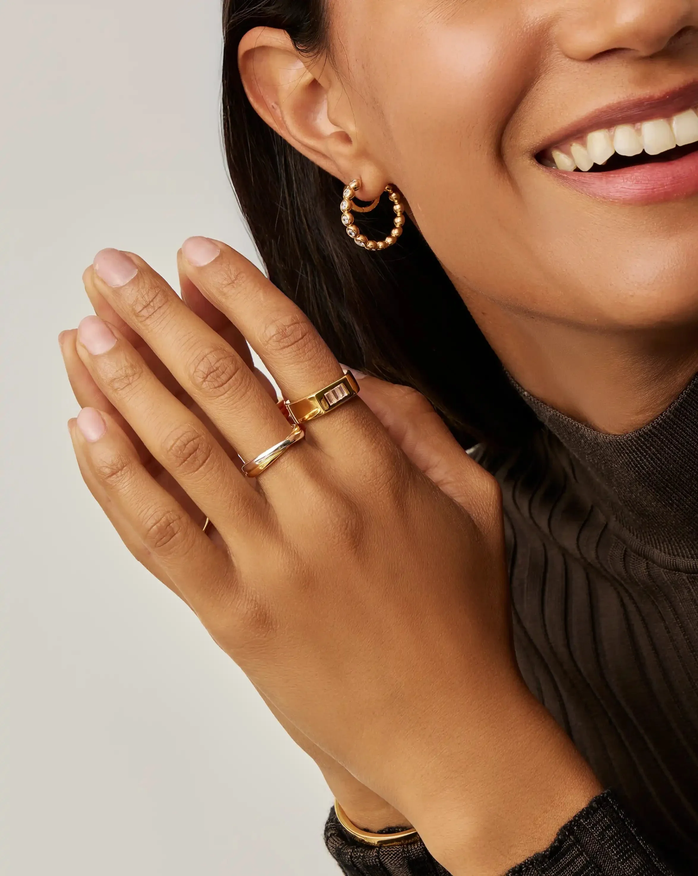 Lucy Williams Triple Stone Chunky Ring | 18k Gold Plated - Image 6
