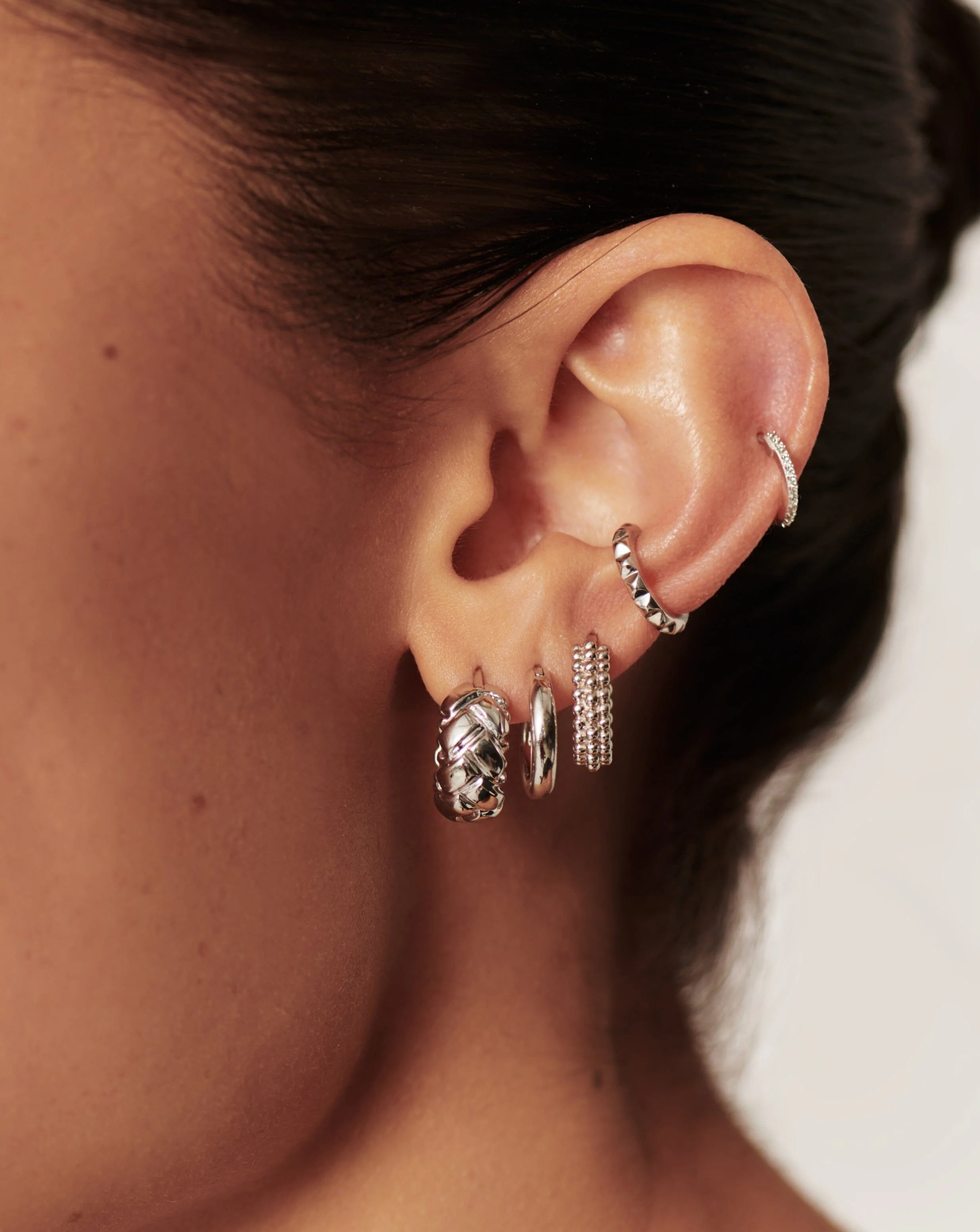 Lucy Williams Waffle Mini Hoop Earrings | Sterling Silver - Image 3