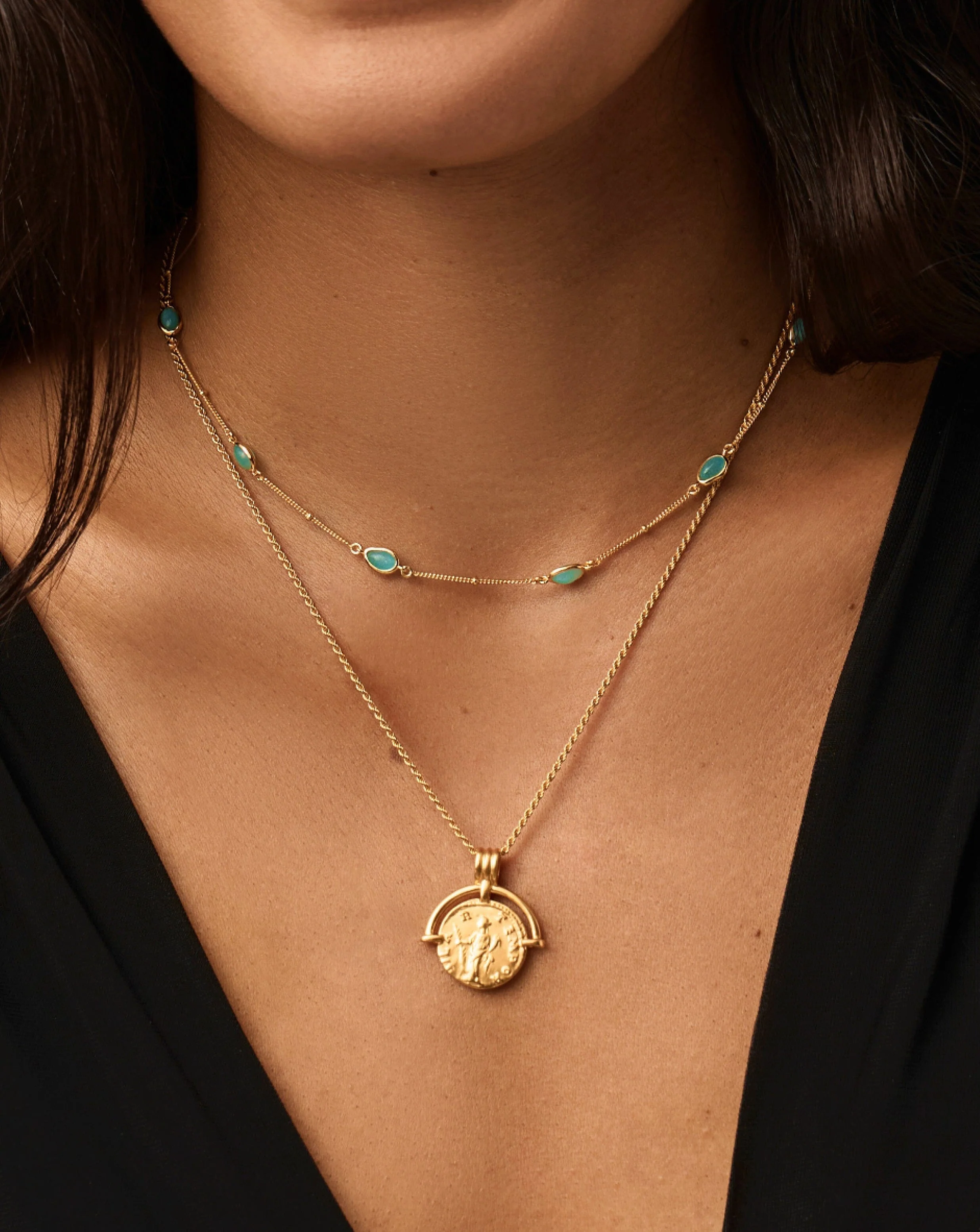 Magma Gemstone Charm Choker | 18k Gold Vermeil/Amazonite - Image 2
