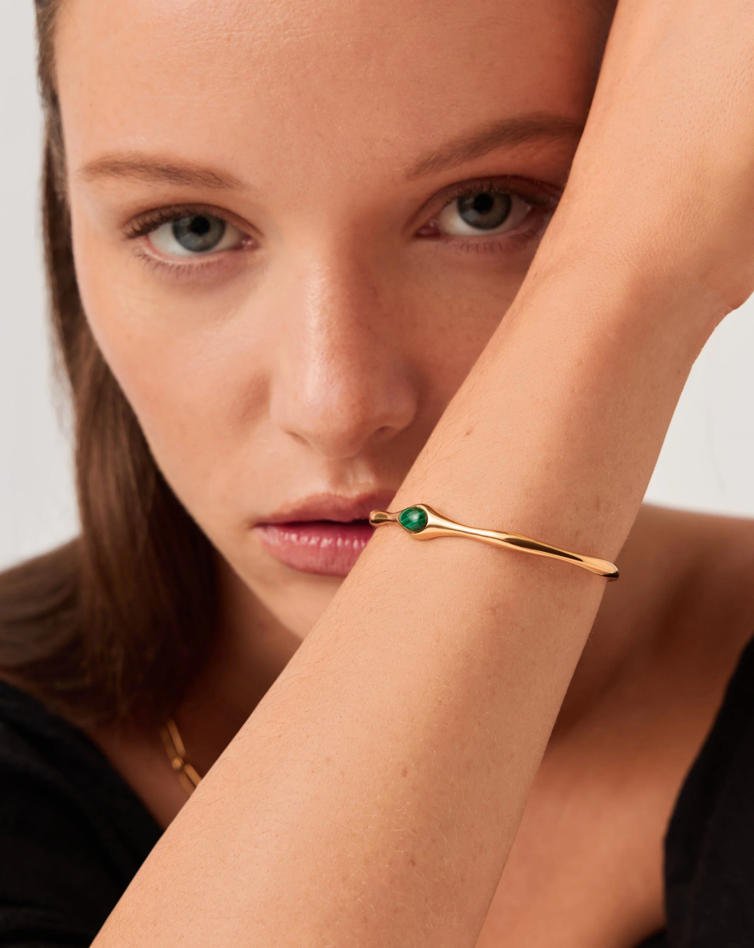 Magma Gemstone Cuff Bracelet | 18k Recycled Gold Plating On Brass - Image 2