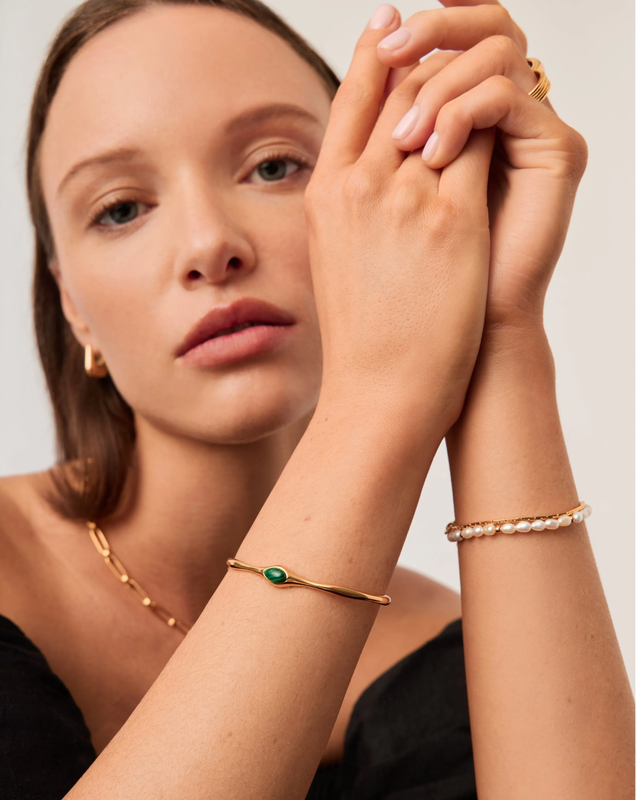 Magma Gemstone Cuff Bracelet | 18k Recycled Gold Plating On Brass - Image 3