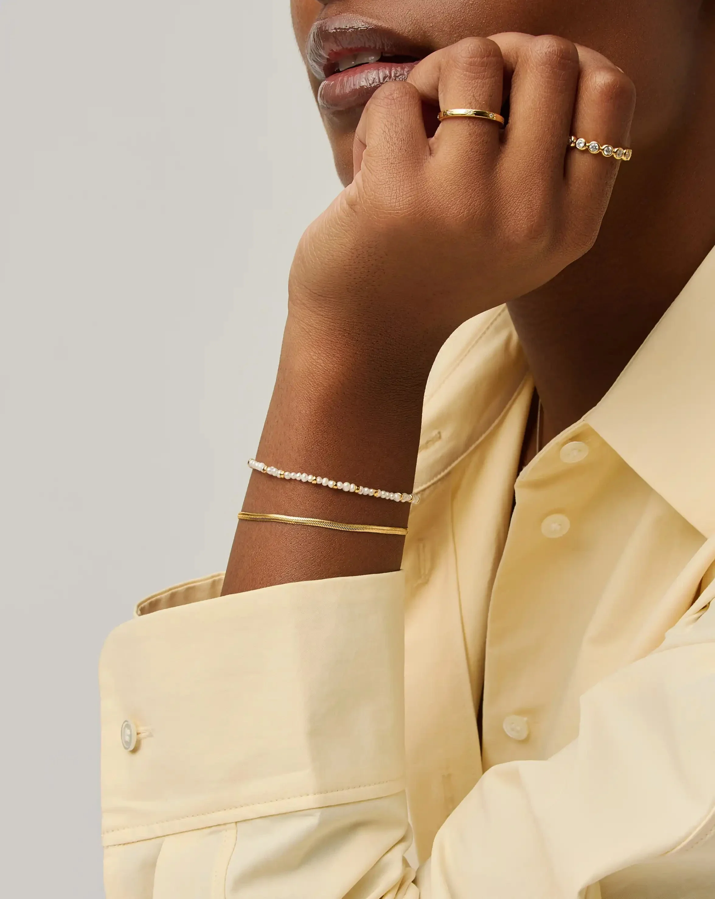 Micro Pearl Beaded Bracelet | 18k Gold Plated/Pearl - Image 5