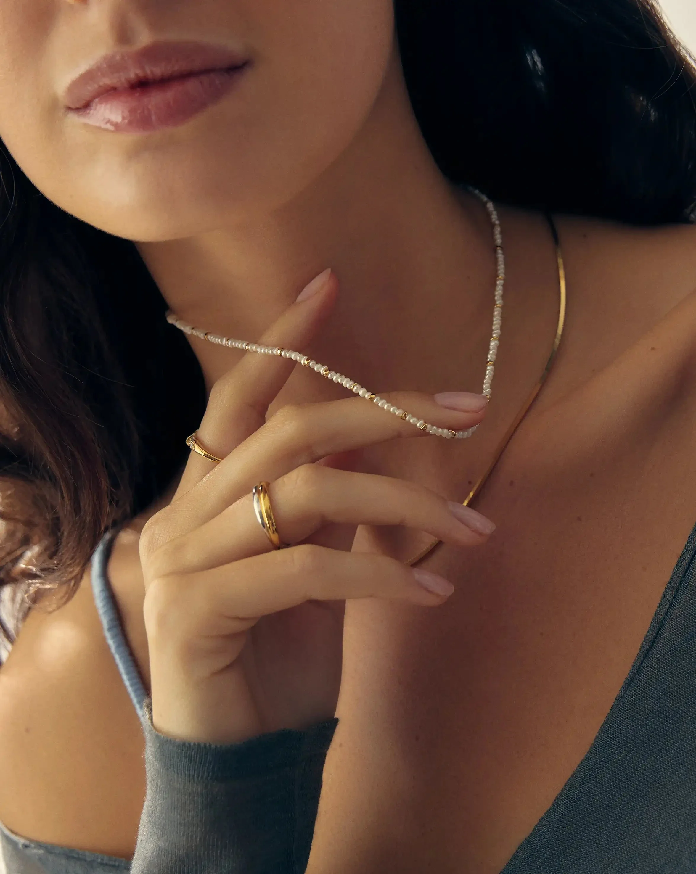 Micro Pearl Beaded Necklace | 18k Gold Plated/Pearl - Image 5