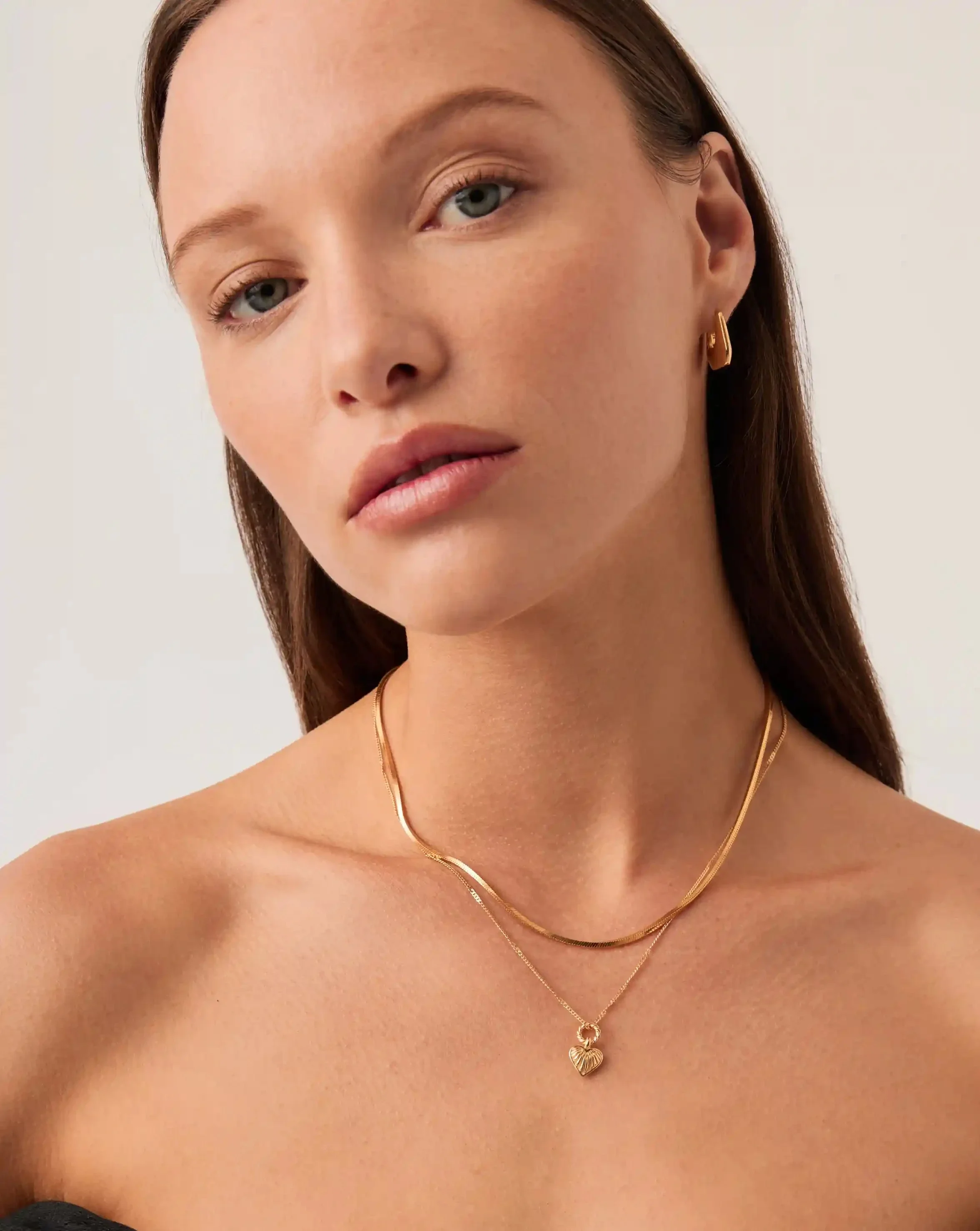 Mini Ridge Heart Chain Necklace Set | 18k Gold Plated - Image 2