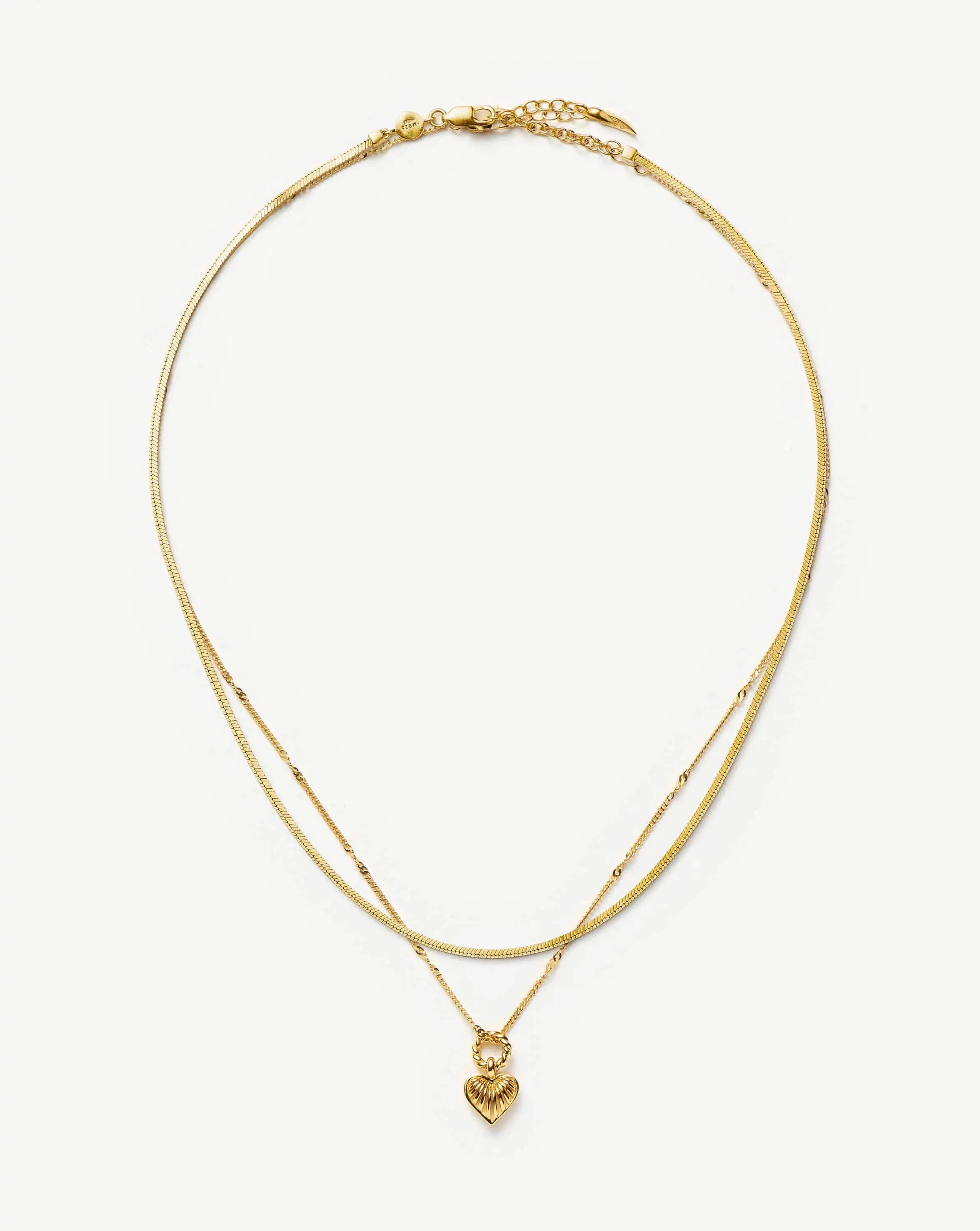 Mini Ridge Heart Chain Necklace Set | 18k Gold Plated - Image 4