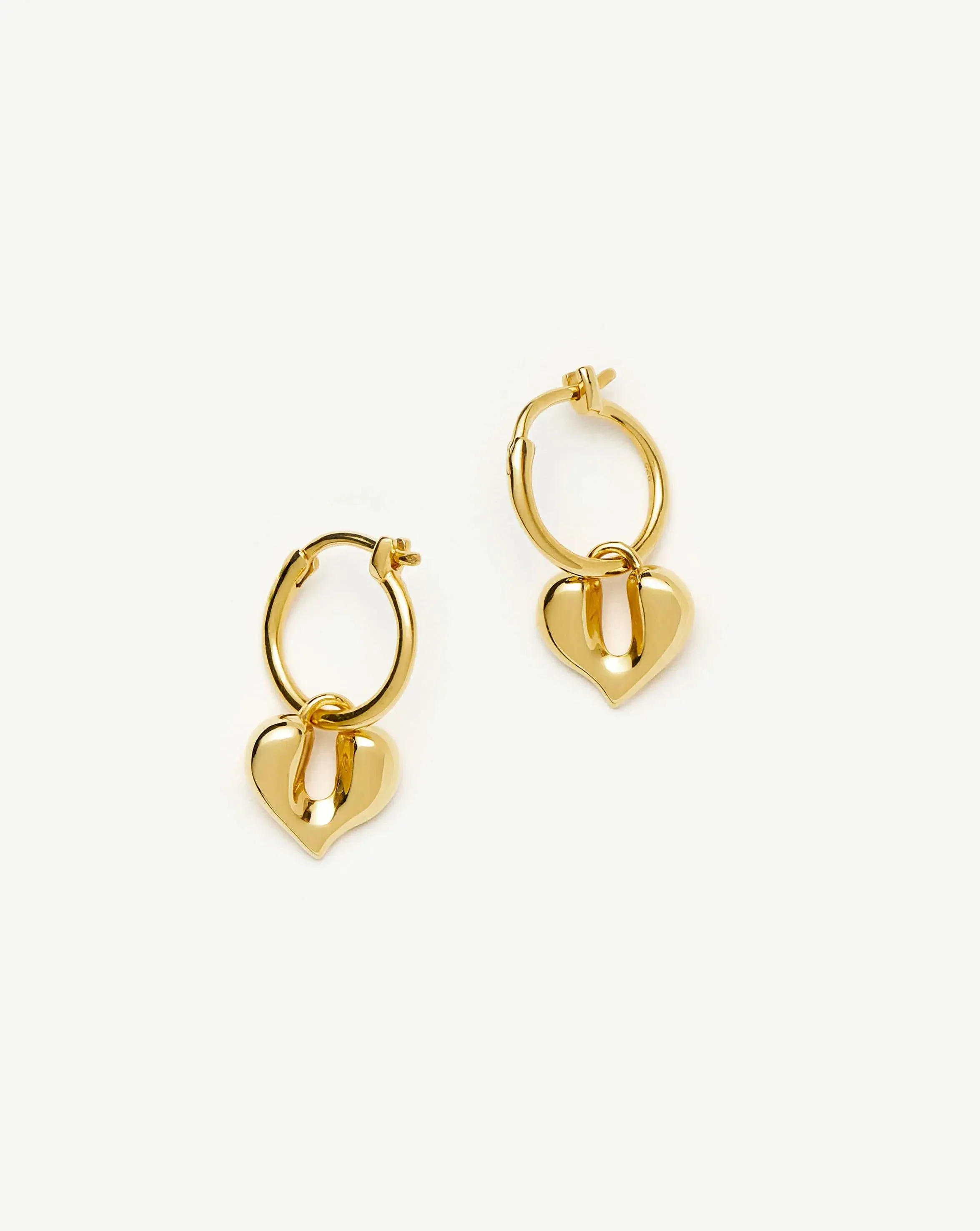 Molten Heart Charm Hoop Earrings | 18k Gold Vermeil - Image 4