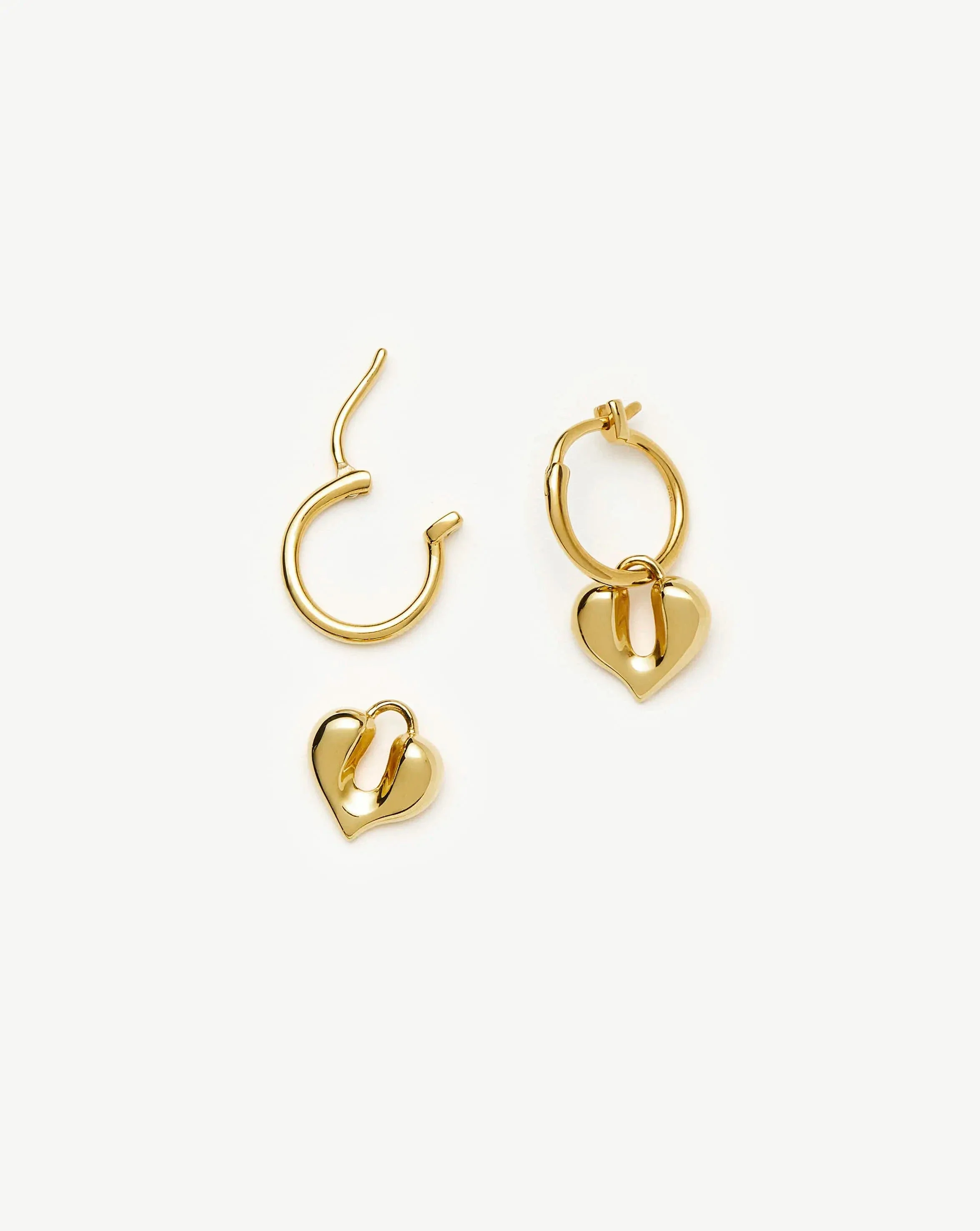 Molten Heart Charm Hoop Earrings | 18k Gold Vermeil - Image 5