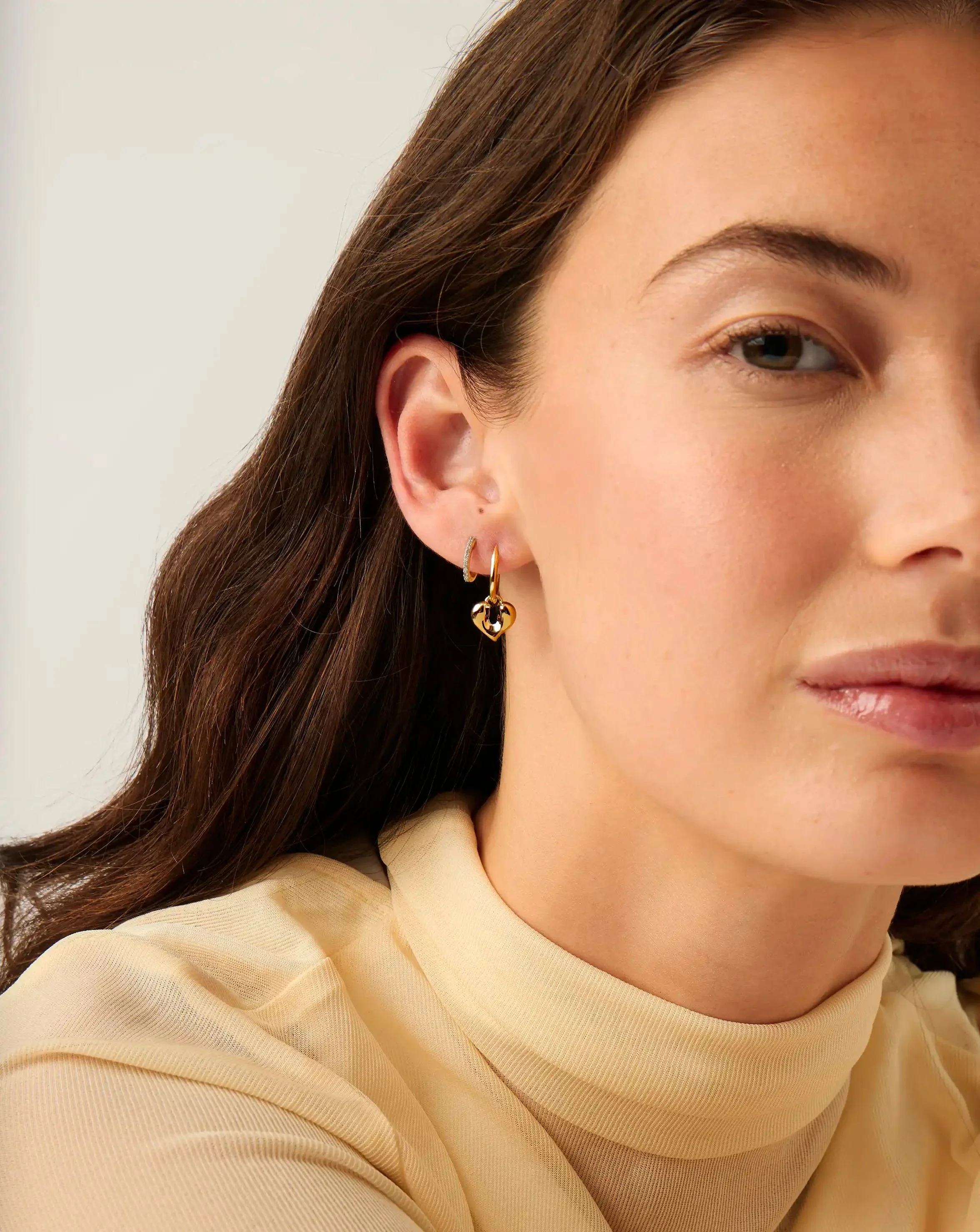 Molten Heart Charm Hoop Earrings | 18k Gold Vermeil - Image 6