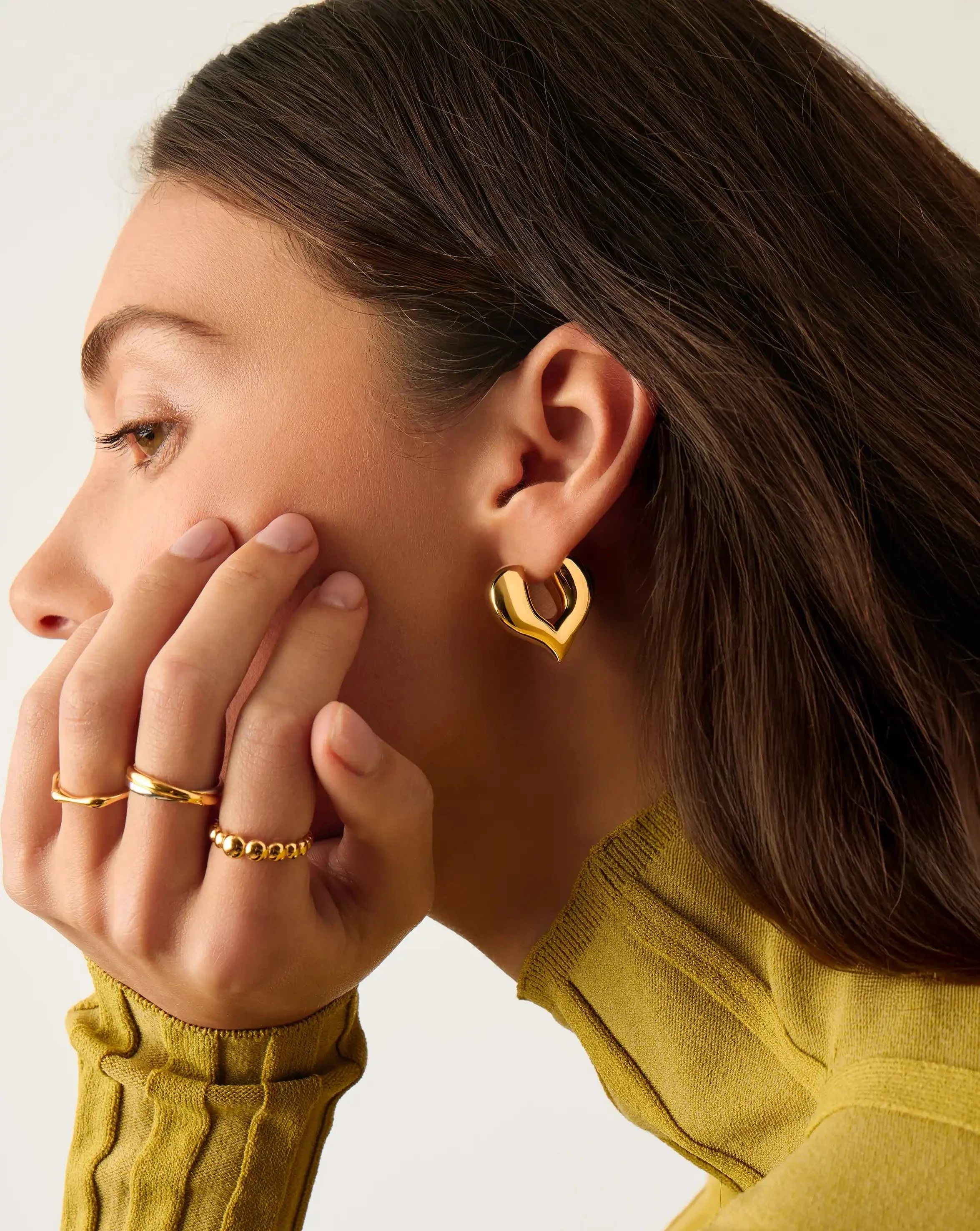 Molten Heart Medium Hoop Earrings | 18k Gold Plated - Image 3