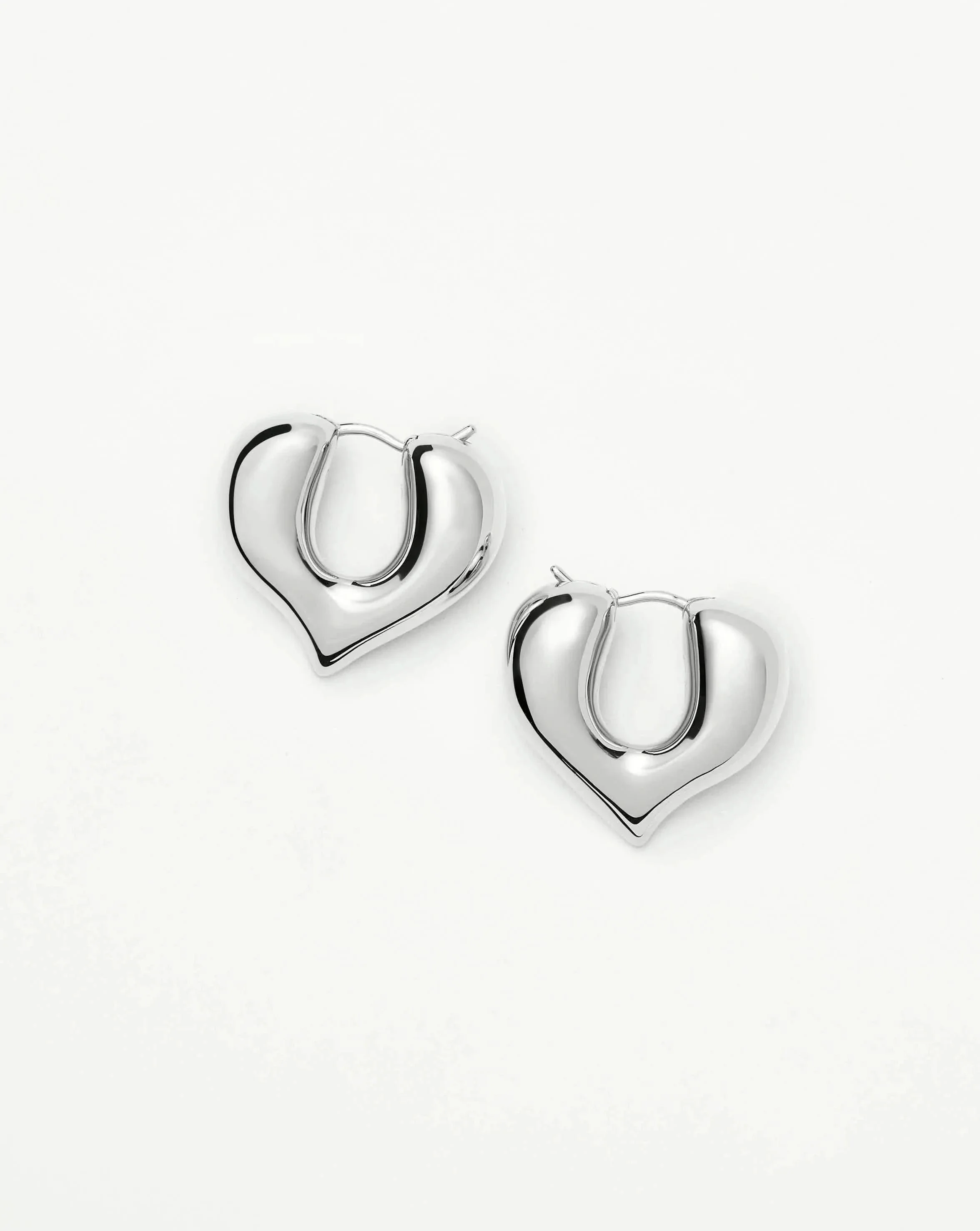 Molten Heart Medium Hoop Earrings | Silver Plated