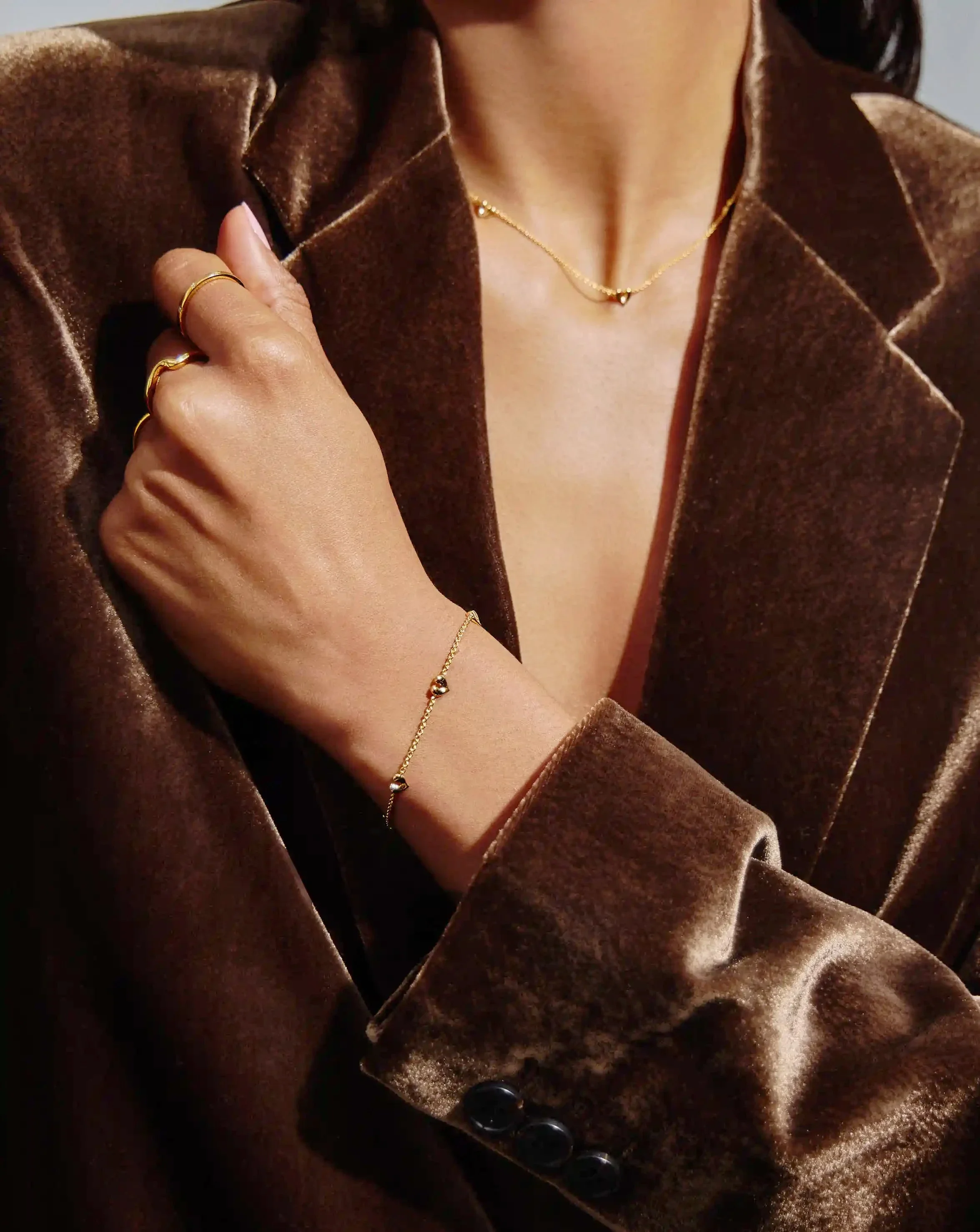 Molten Heart Mini Charm Choker & Bracelet Set | 18k Gold Vermeil - Image 2