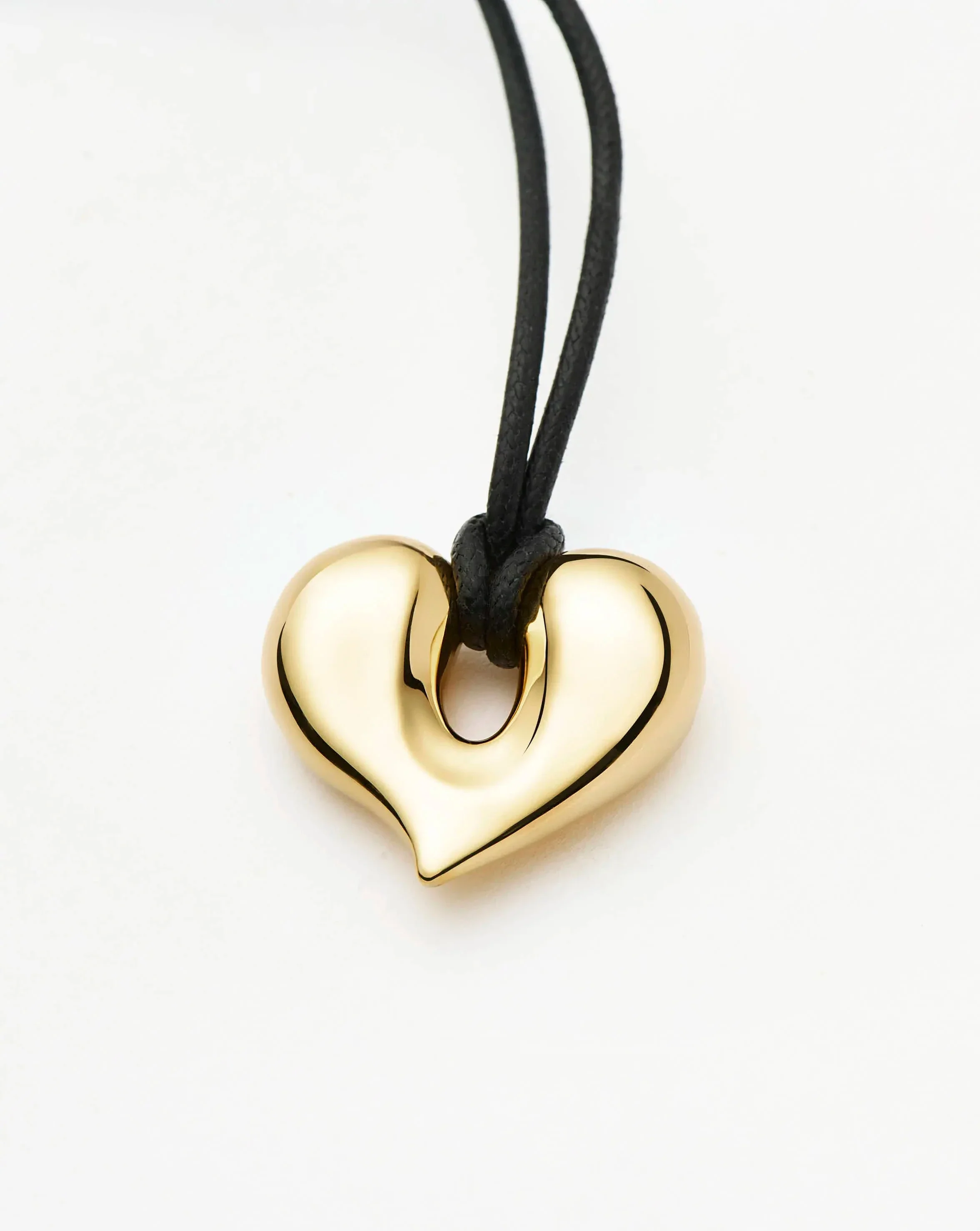 Molten Heart Pendant Cord Necklace | 18k Gold Plated - Image 4