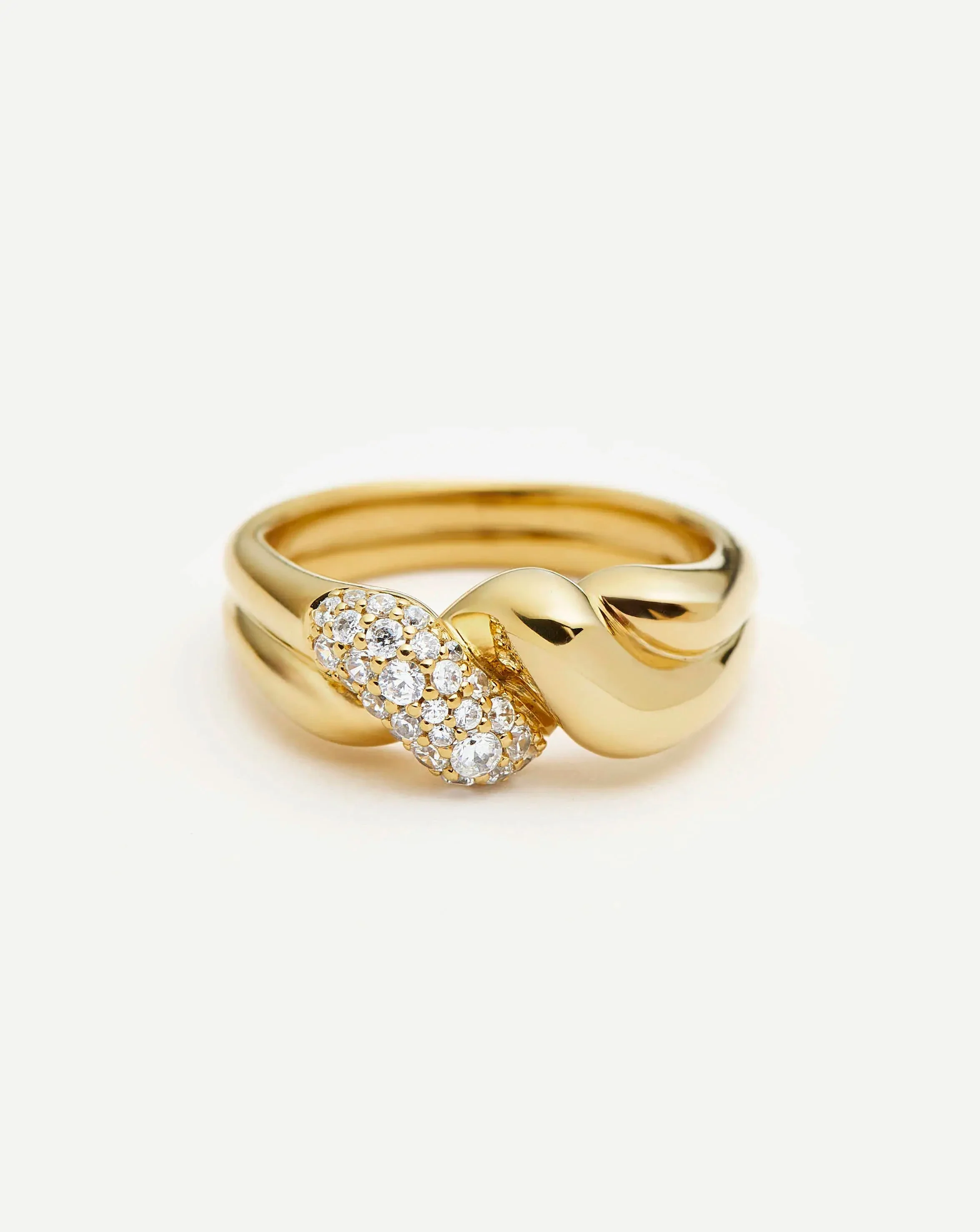 Molten Snow Double Statement Ring | 18k Gold Plated/Cubic Zirconia