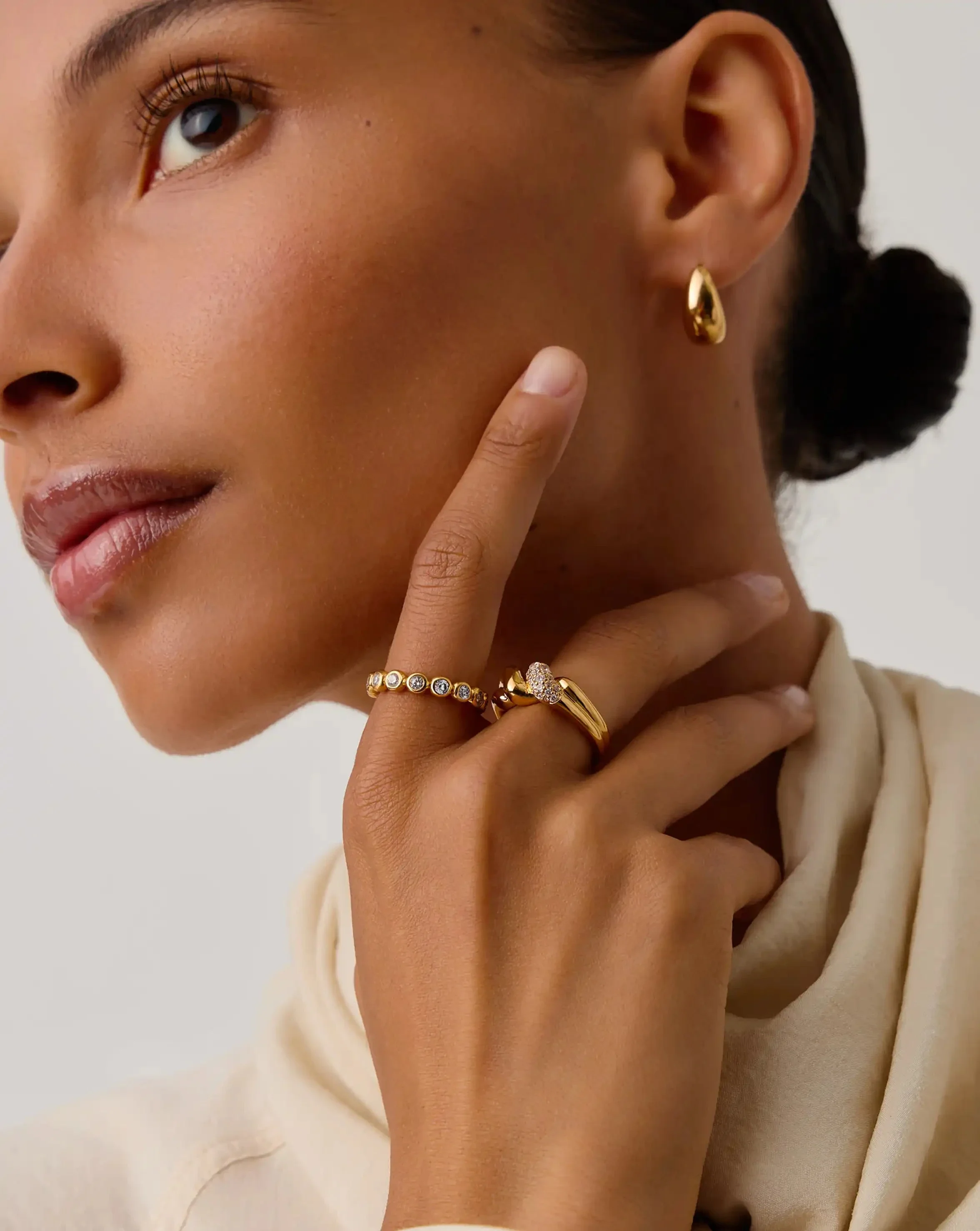 Molten Snow Double Statement Ring | 18k Gold Plated/Cubic Zirconia - Image 6