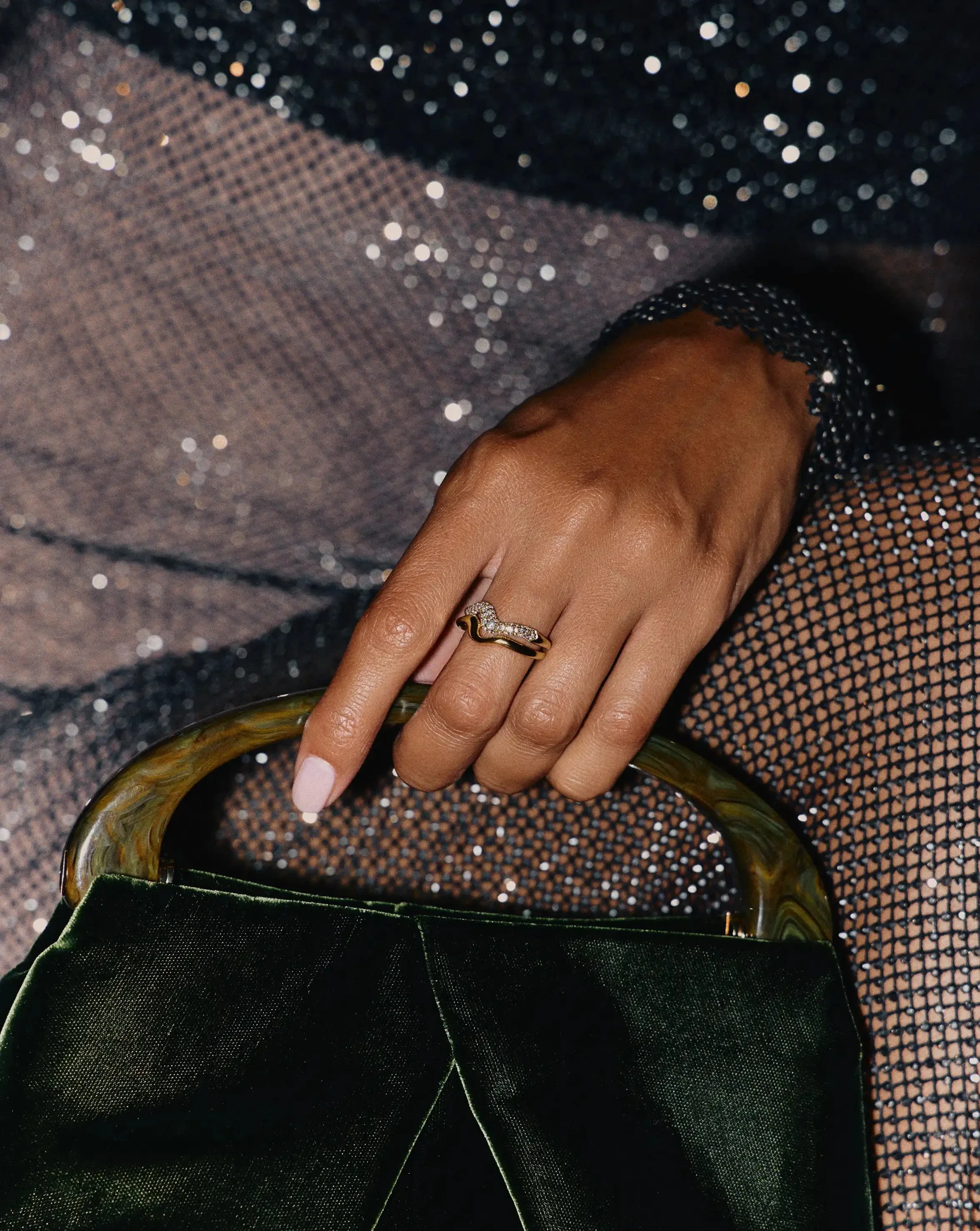 Molten Snow Stacking Ring | 18k Gold Vermeil/Cubic Zirconia - Image 3