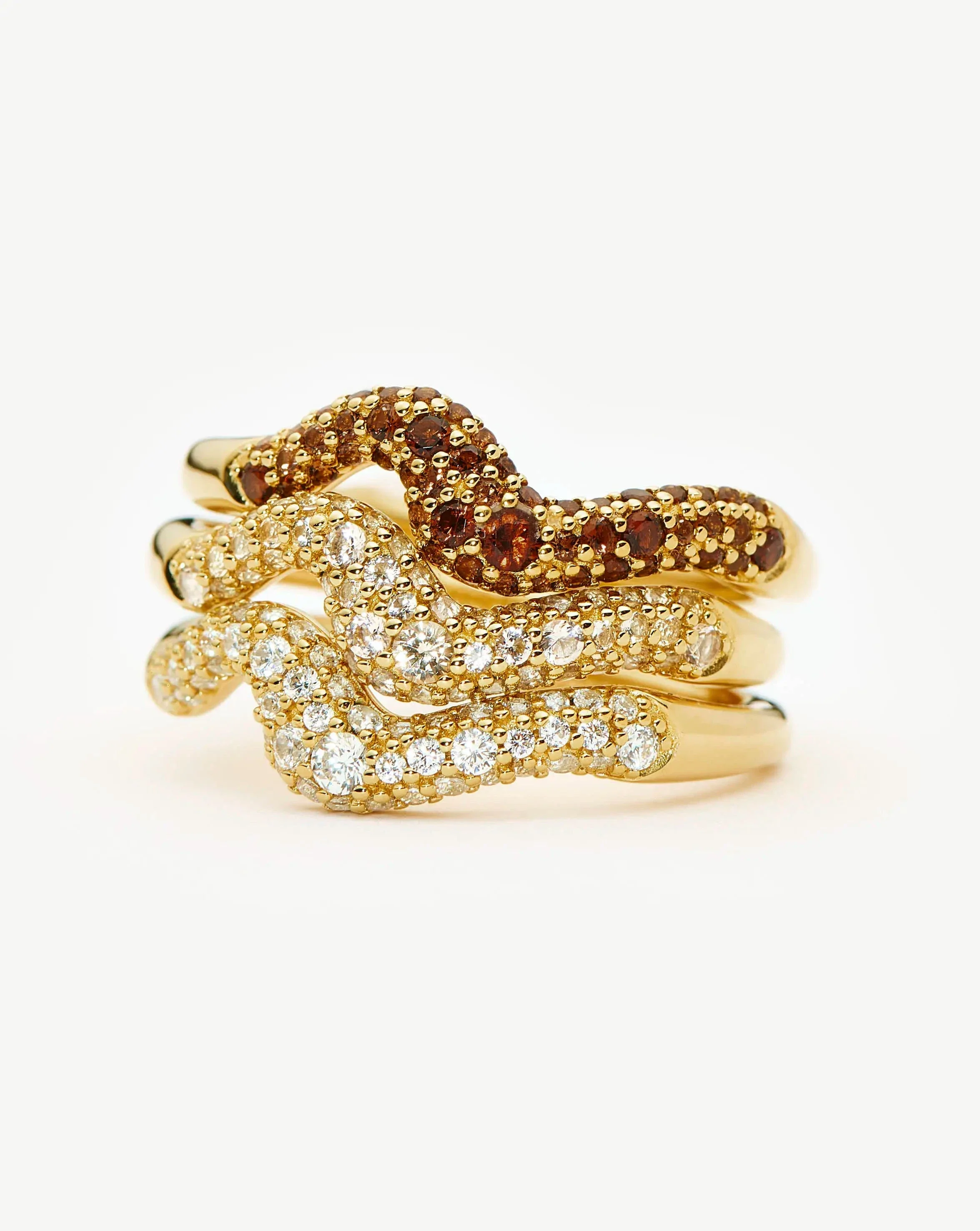 Molten Snow Stacking Ring Set | 18k Gold Vermeil/Cubic Zirconia - Image 5