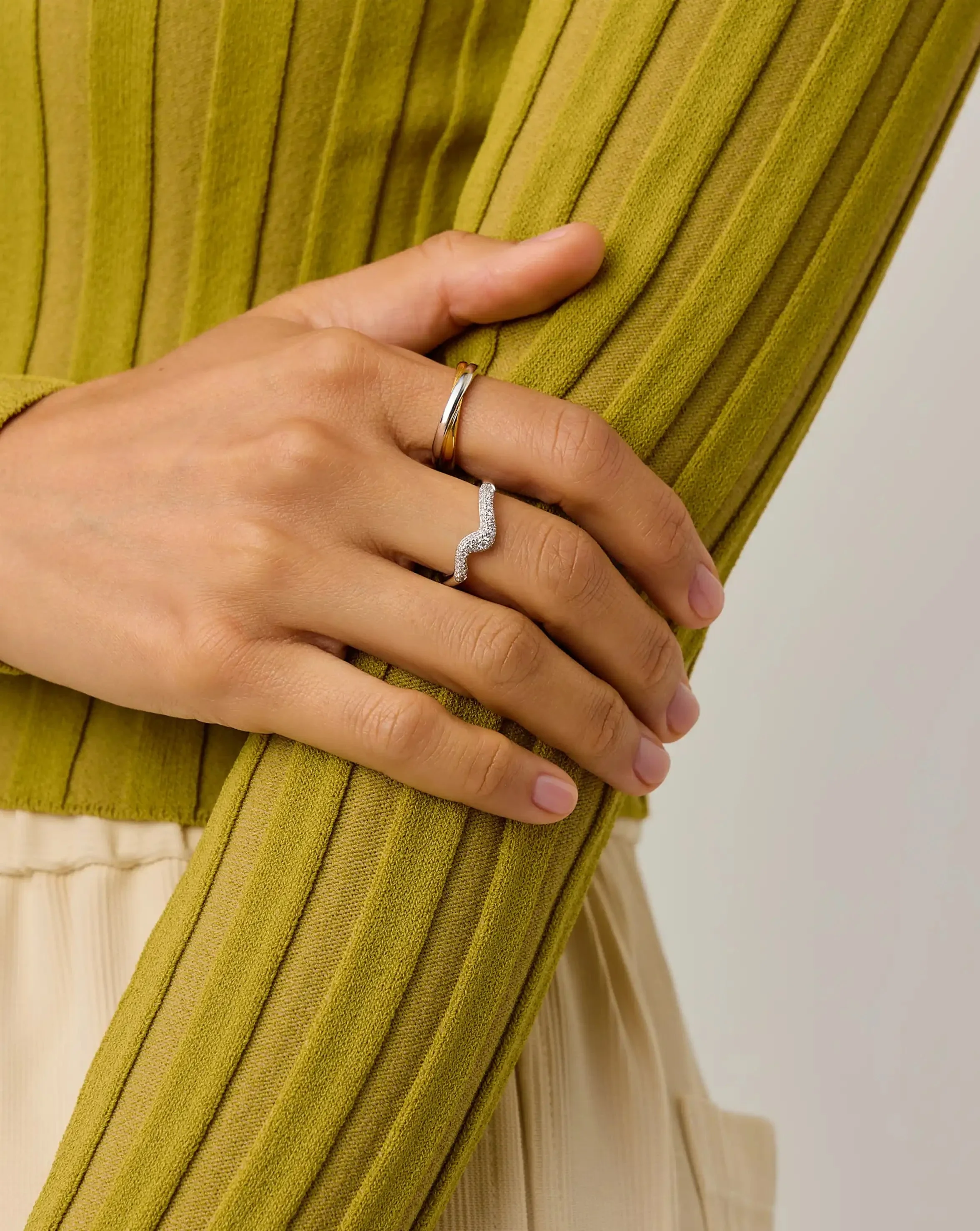 Molten Snow Stacking Ring | Sterling Silver/Cubic Zirconia - Image 3