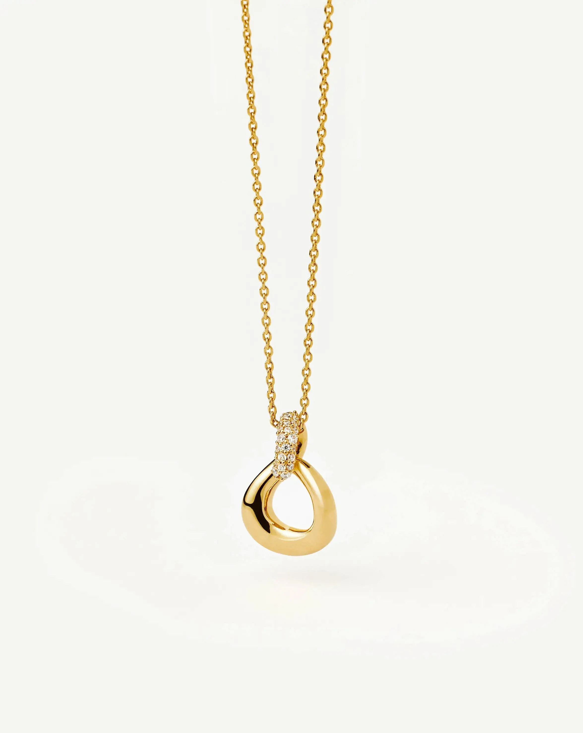 Molten Snow Twisted Pendant Necklace | 18k Gold Plated/Cubic Zirconia - Image 8