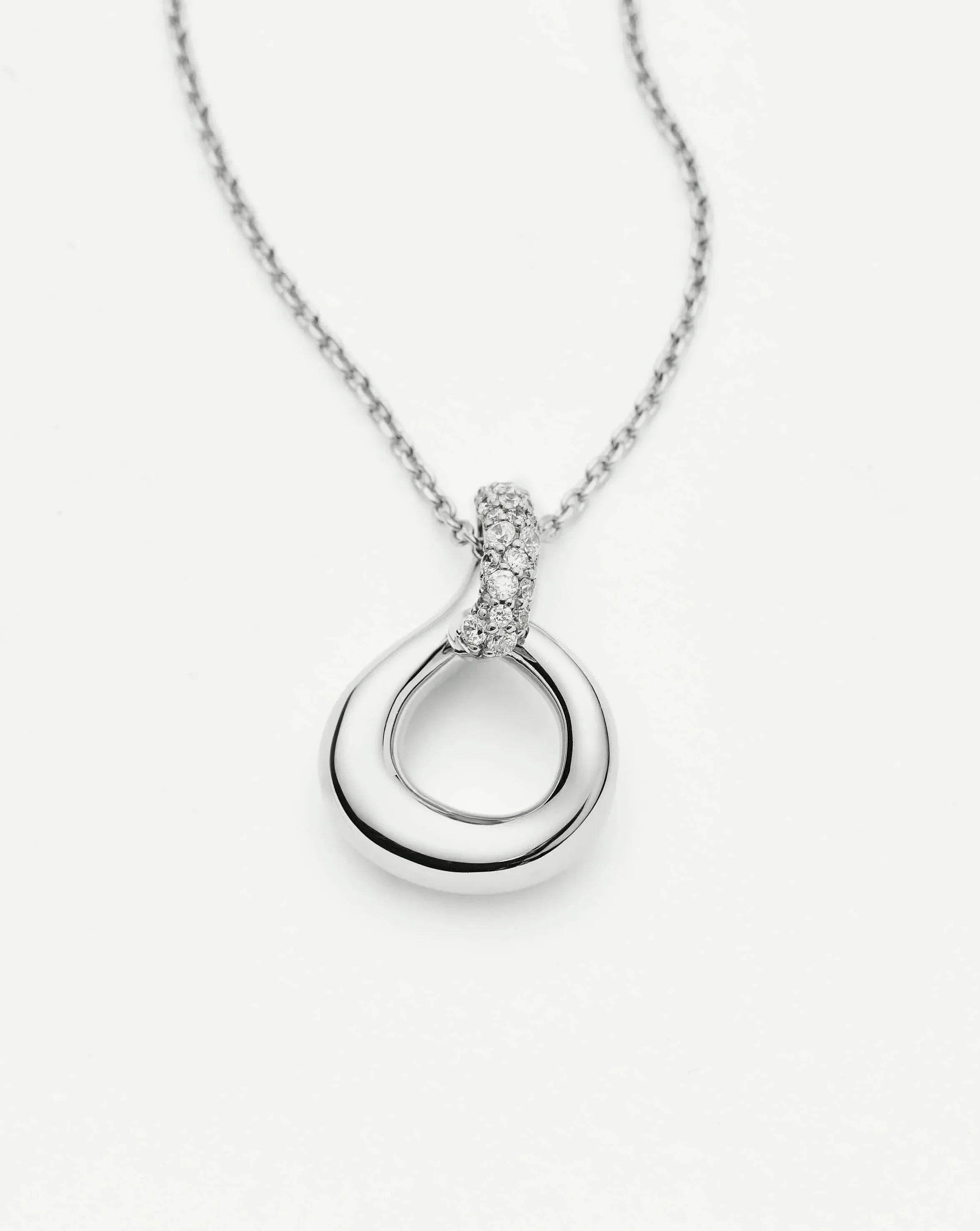 Molten Snow Twisted Pendant Necklace | Silver Plated/Cubic Zirconia - Image 4