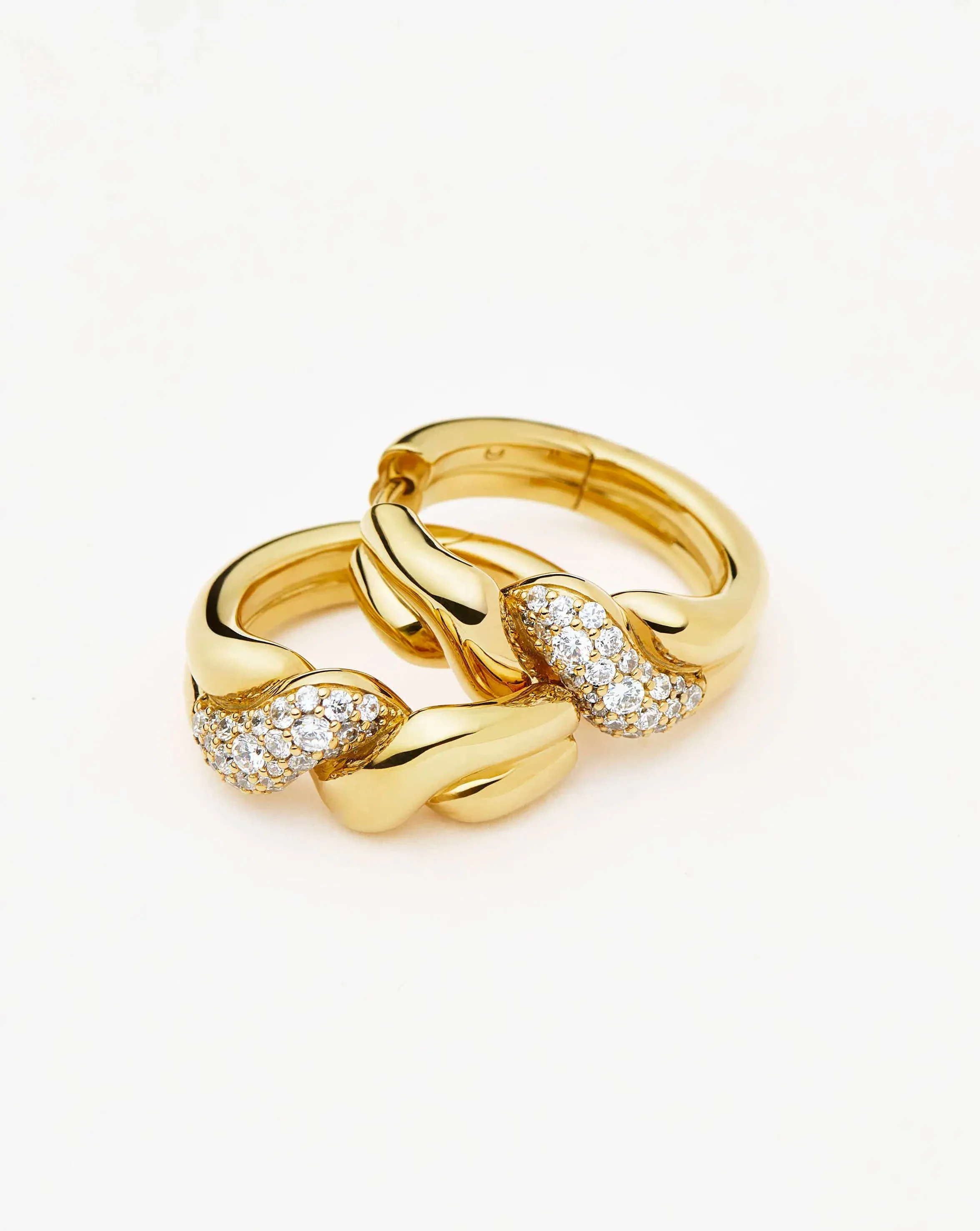 Molten Snow Twisted Small Hoop Earrings | 18k Gold Plated/Cubic Zirconia - Image 4