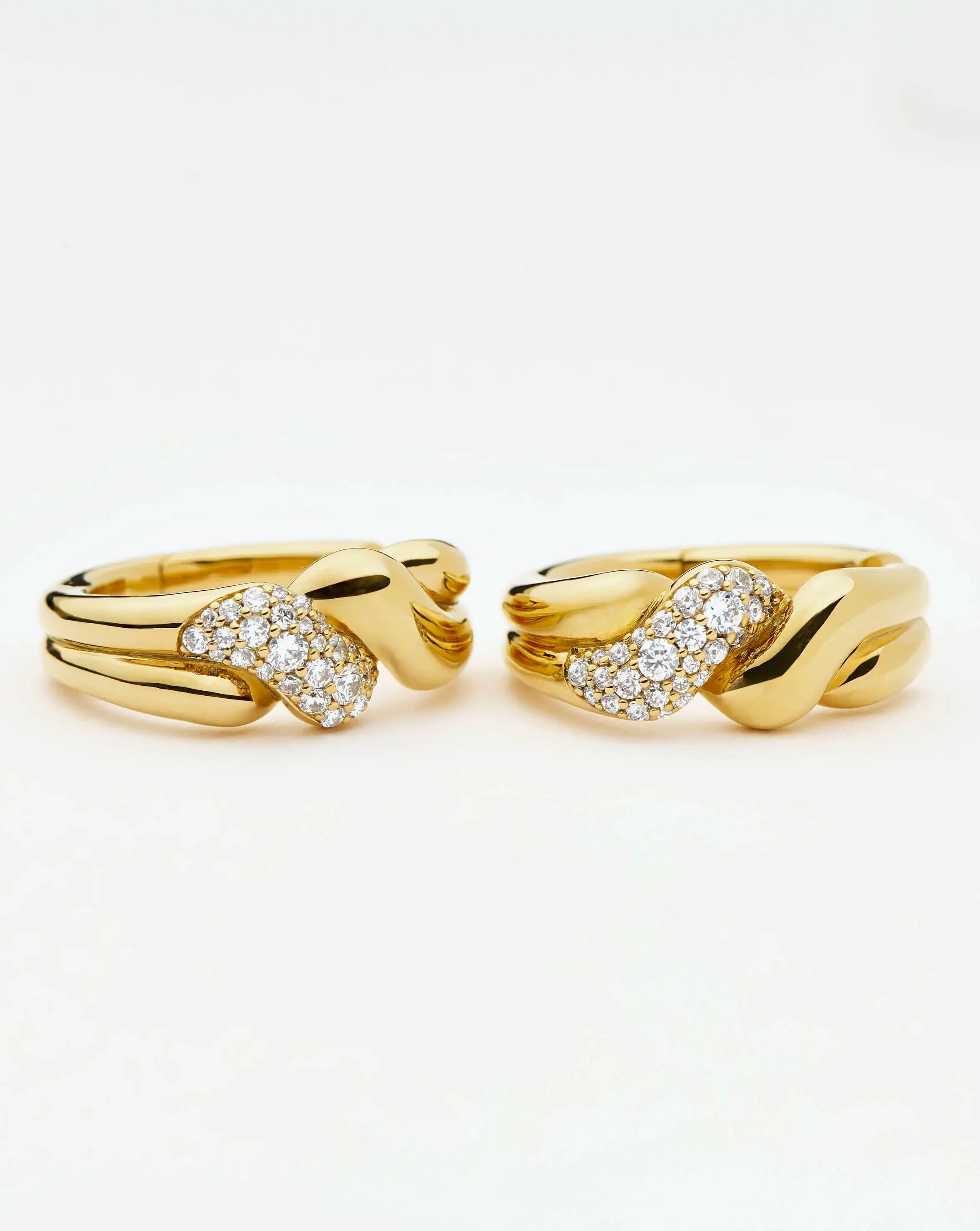 Molten Snow Twisted Small Hoop Earrings | 18k Gold Plated/Cubic Zirconia - Image 5