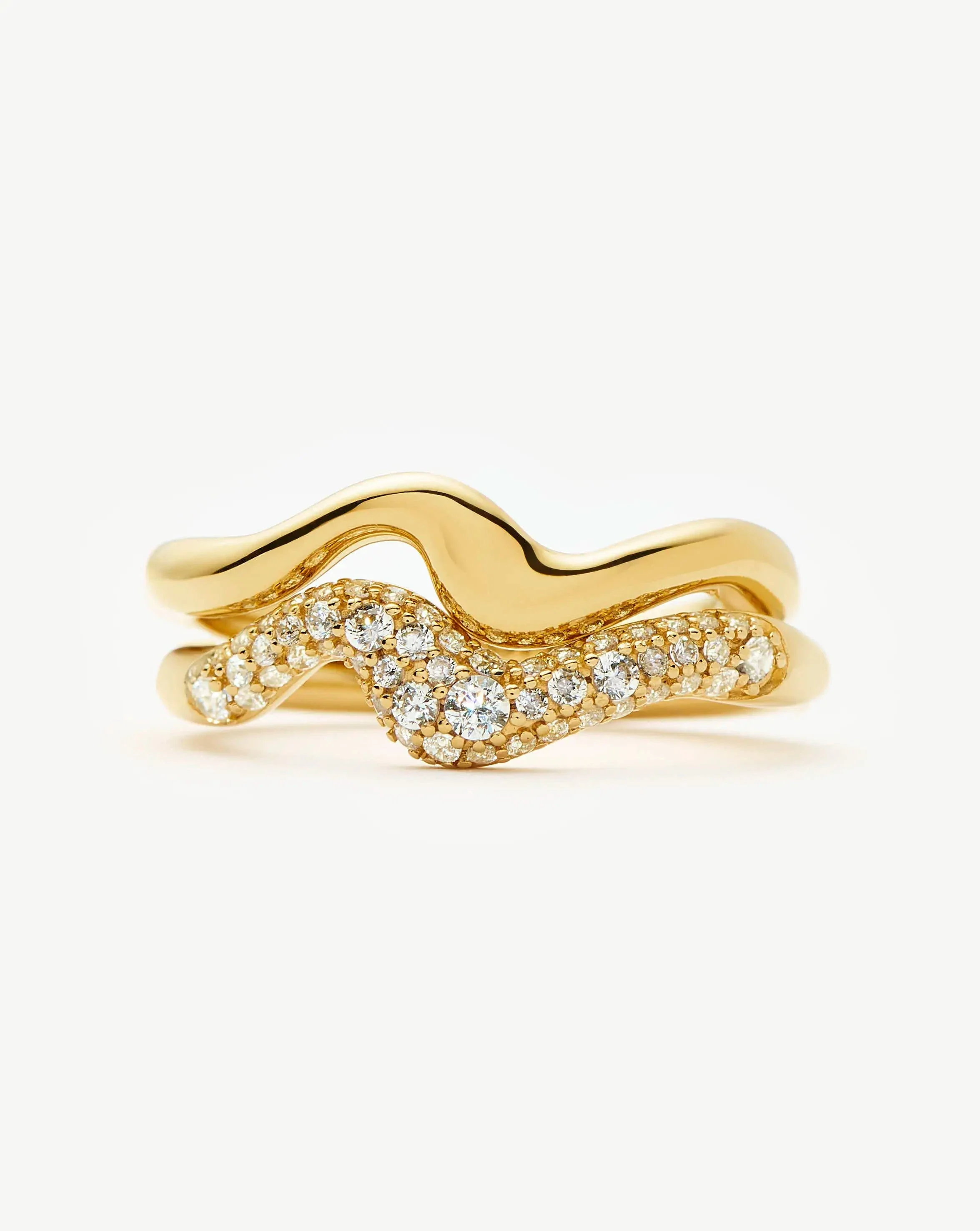 Molten Stacking Ring Set | 18k Gold Vermeil/Cubic Zirconia