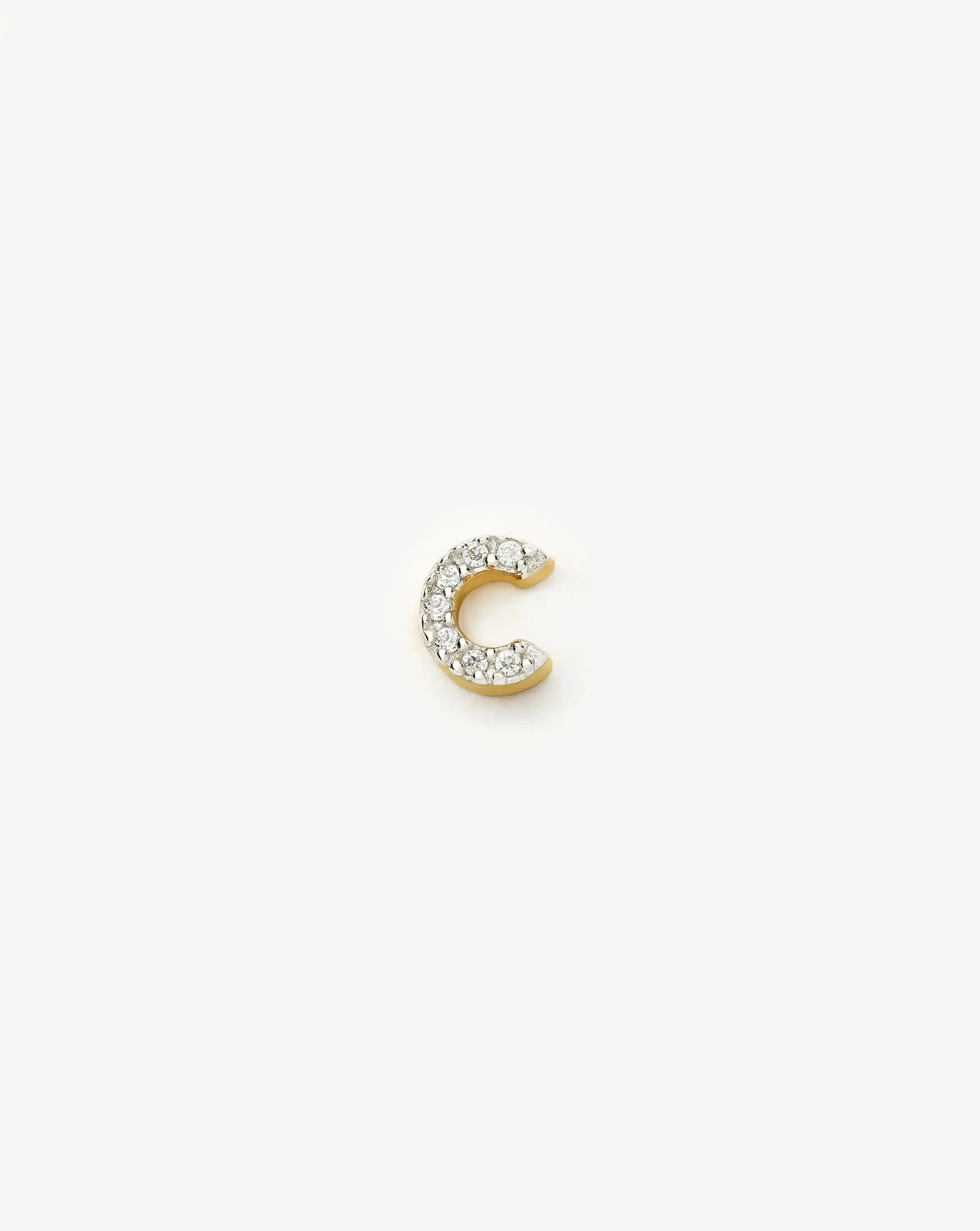 Pave Initial Single Stud Earring - Initial C | 18k Gold Vermeil/Cubic Zirconia - Image 4
