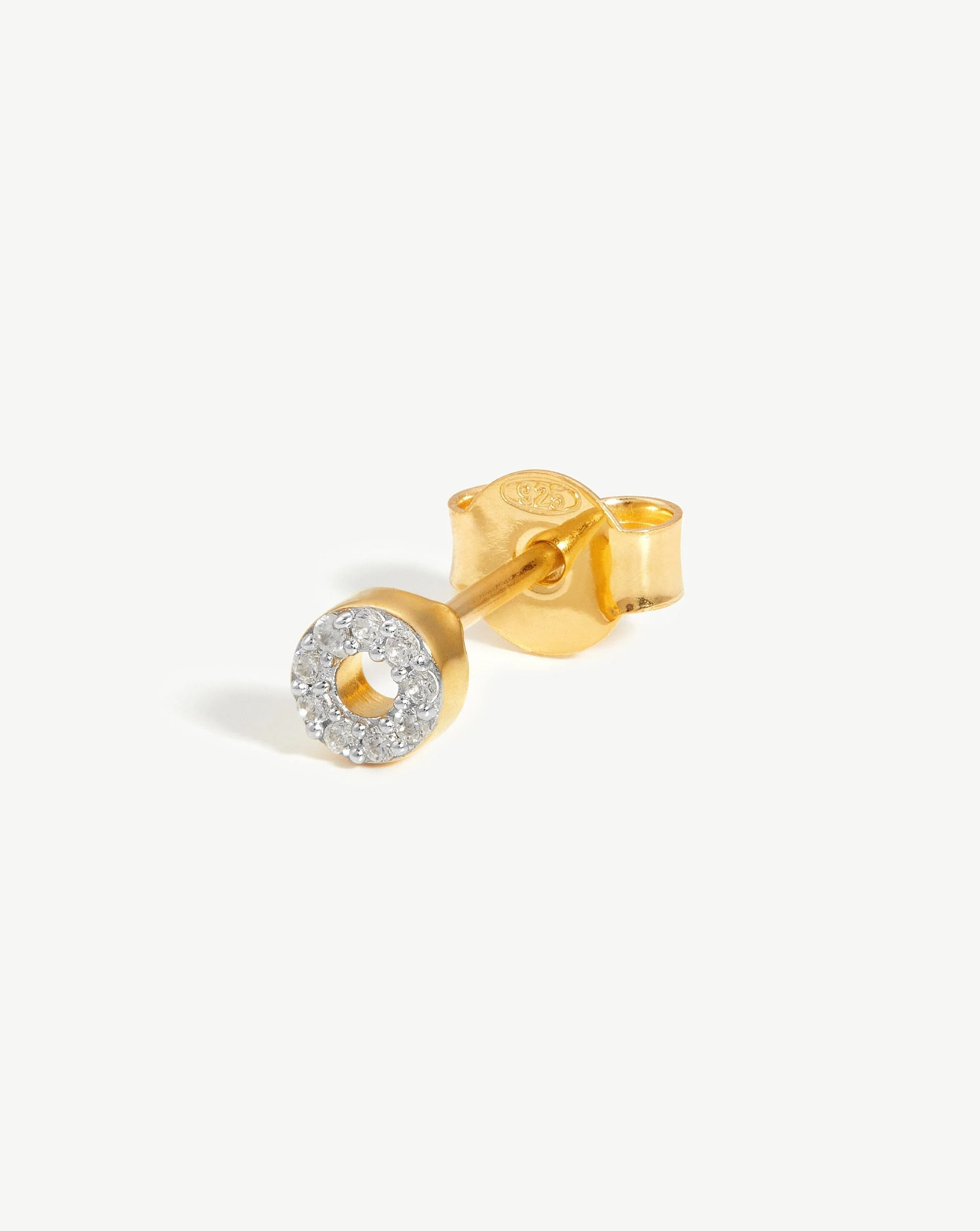 Pave Initial Single Stud Earring - Initial O | 18k Gold Vermeil/Cubic Zirconia - Image 3