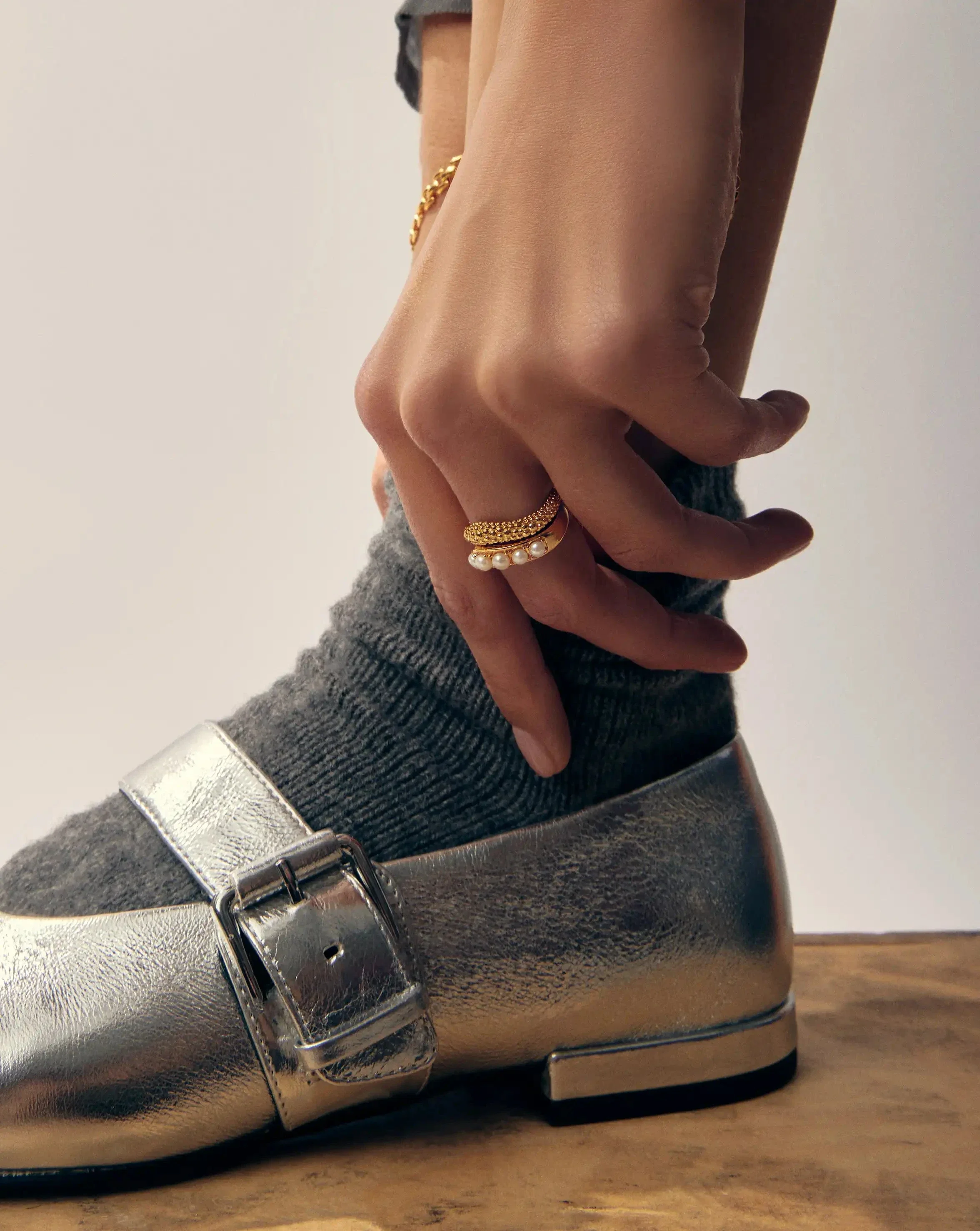 Pearl Baya Stacking Ring Set | 18k Gold Plated/Pearl - Image 3