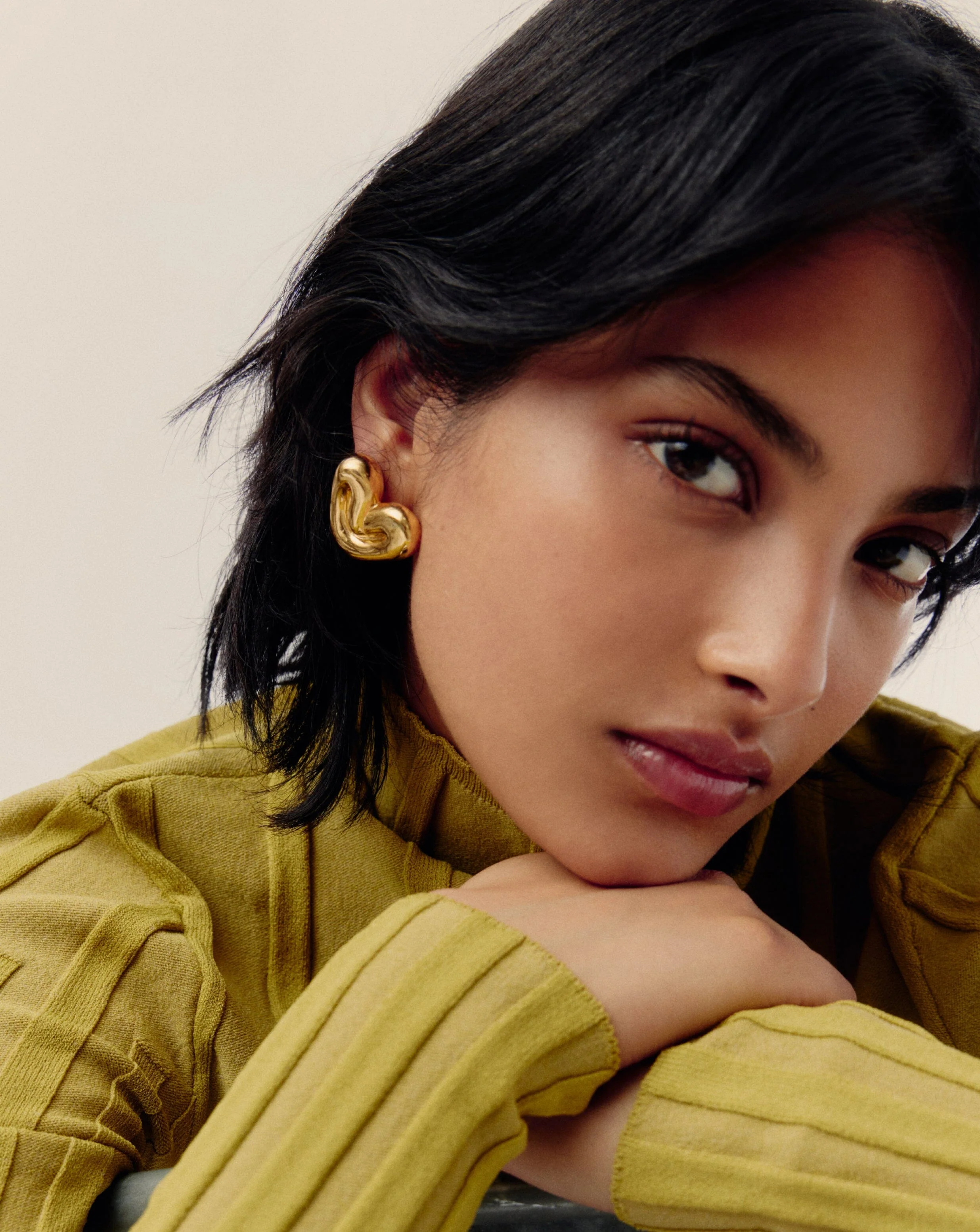 Puffy Heart Oversized Stud Earrings |18k Gold Plated - Image 6