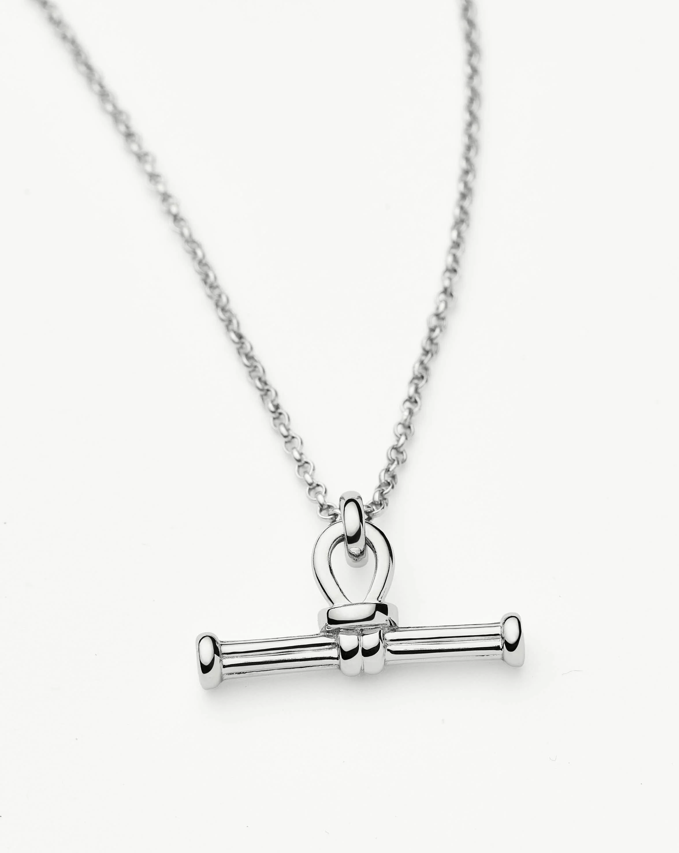 Ridge T-Bar Chain Necklace | Silver Plated - Image 4
