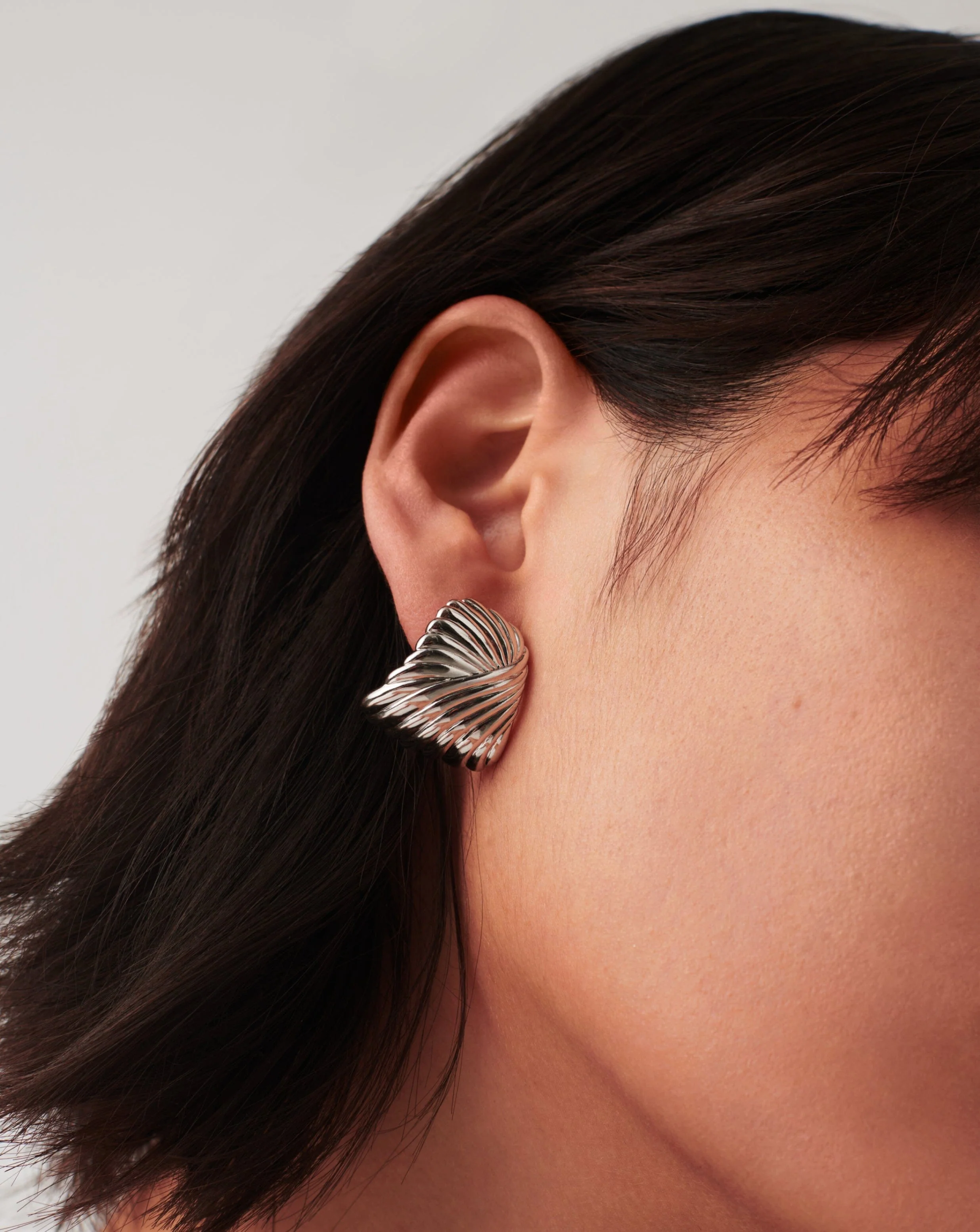 Ripple Oversized Stud Earrings | Silver Plated - Image 3