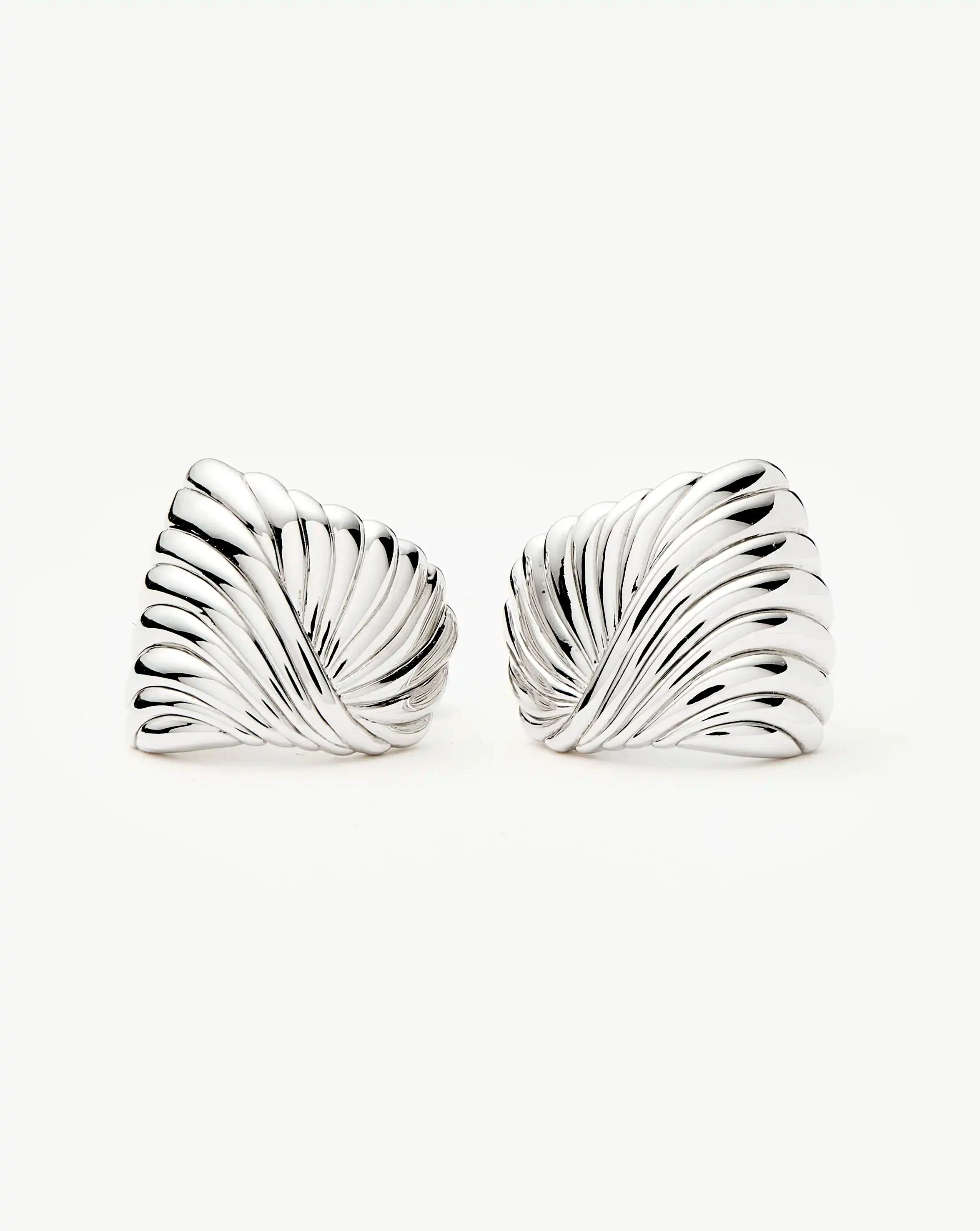 Ripple Oversized Stud Earrings | Silver Plated - Image 4
