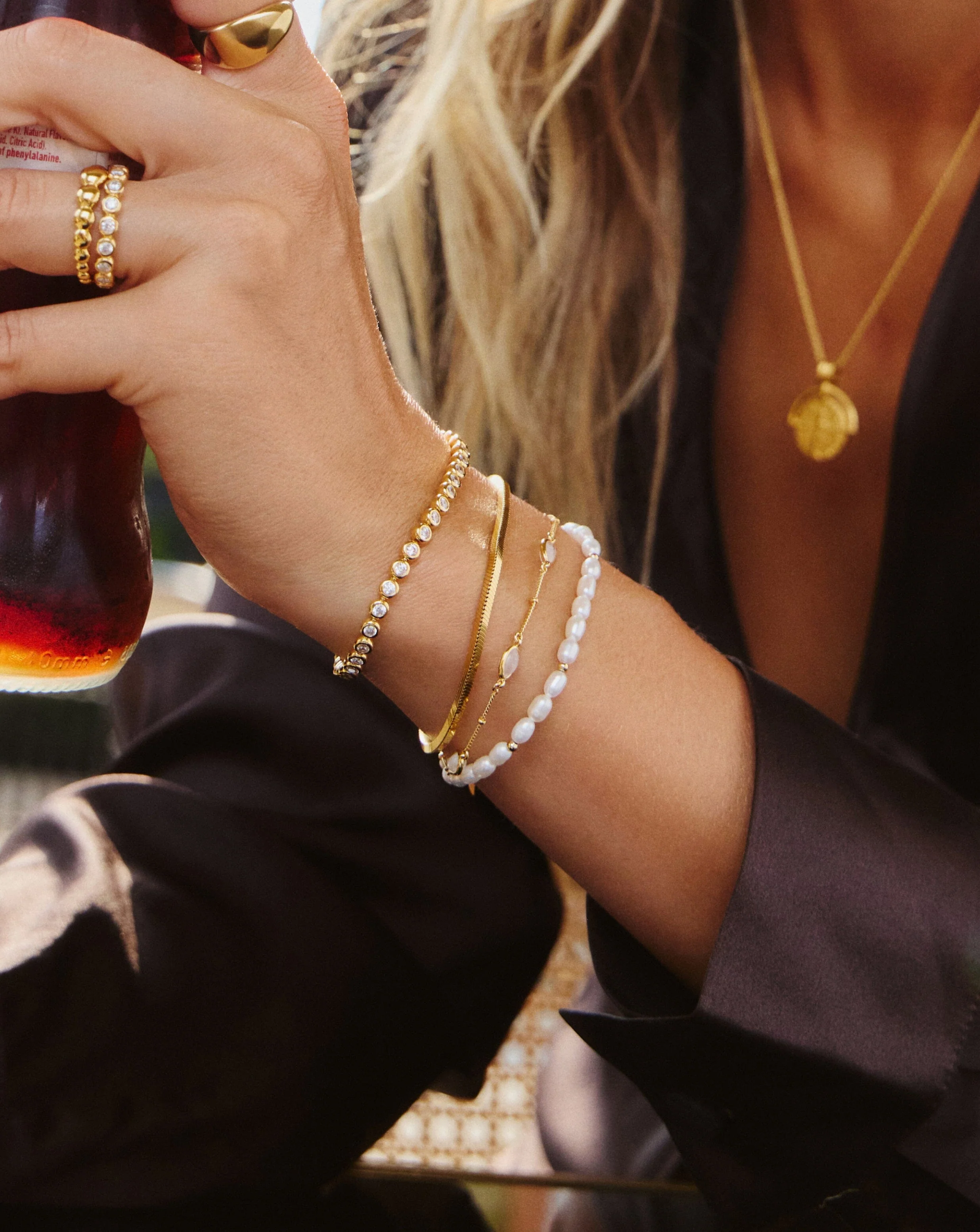 Seed Pearl Beaded Bracelet | 18k Gold Plated/Pearl - Image 5