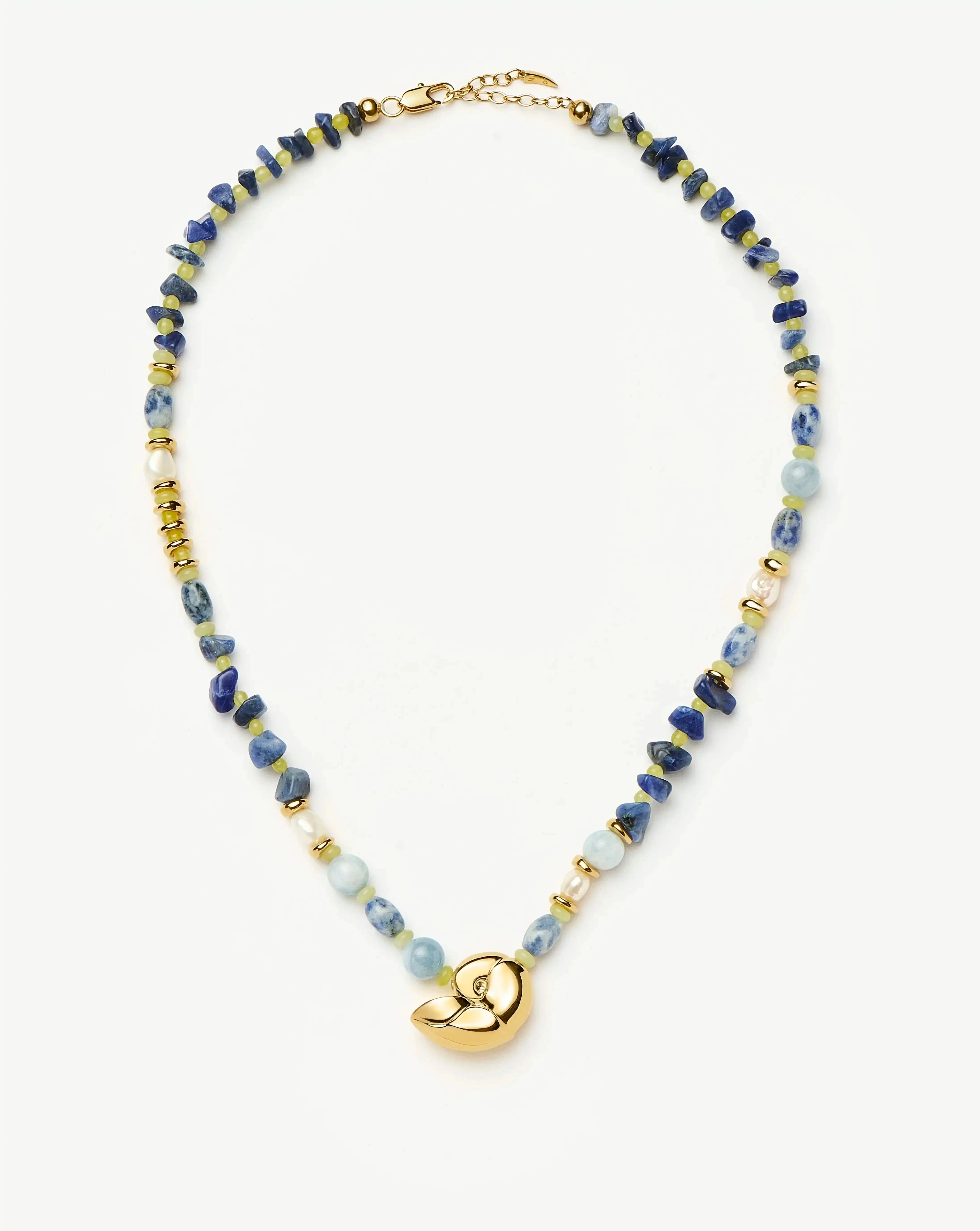 Shell Statement Multi Beaded Necklace | 18k Gold Plated/Multi Gemstone - Image 5