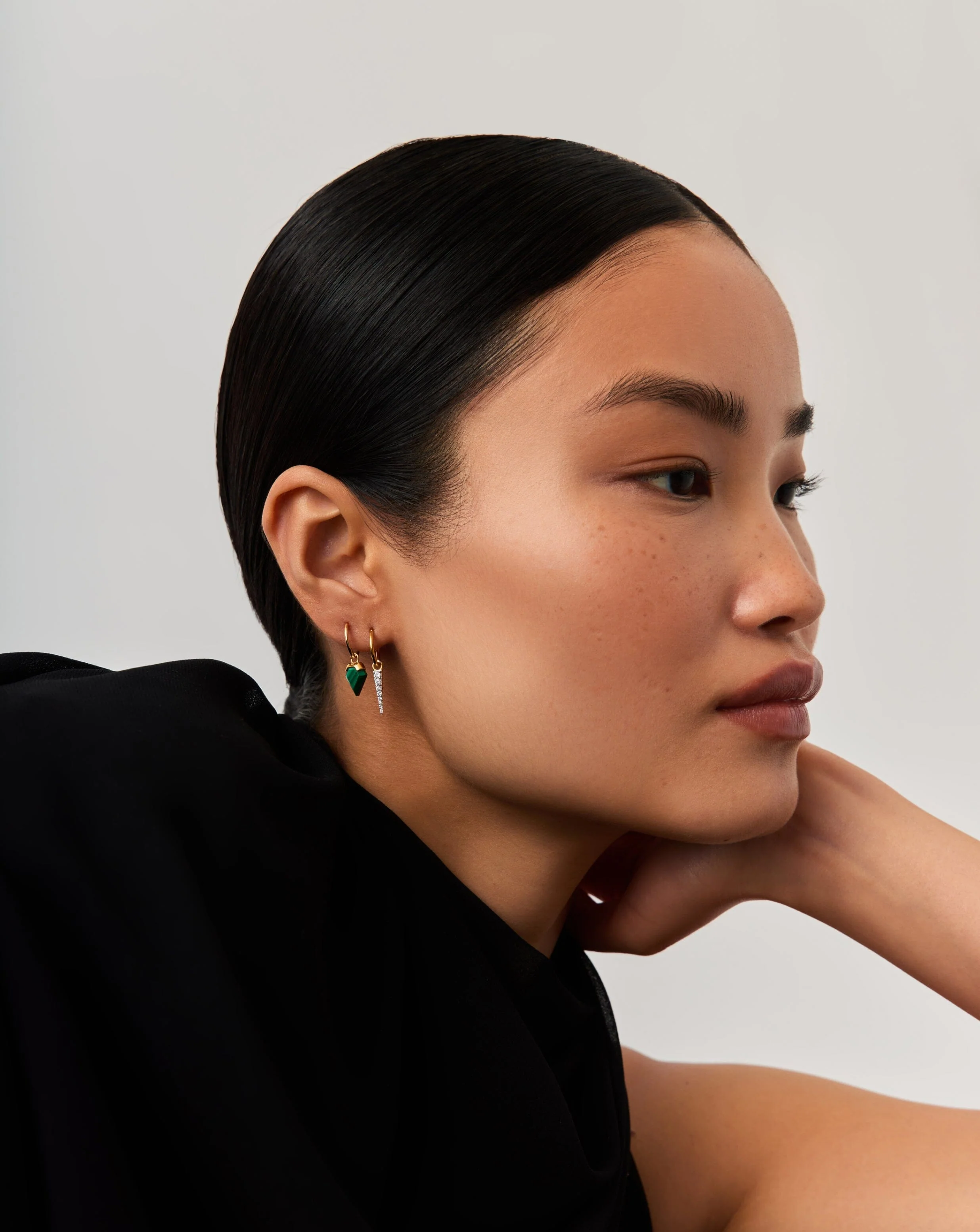 Shield & Spike Charm Hoop Earrings Set | 18k Gold Vermeil - Image 3