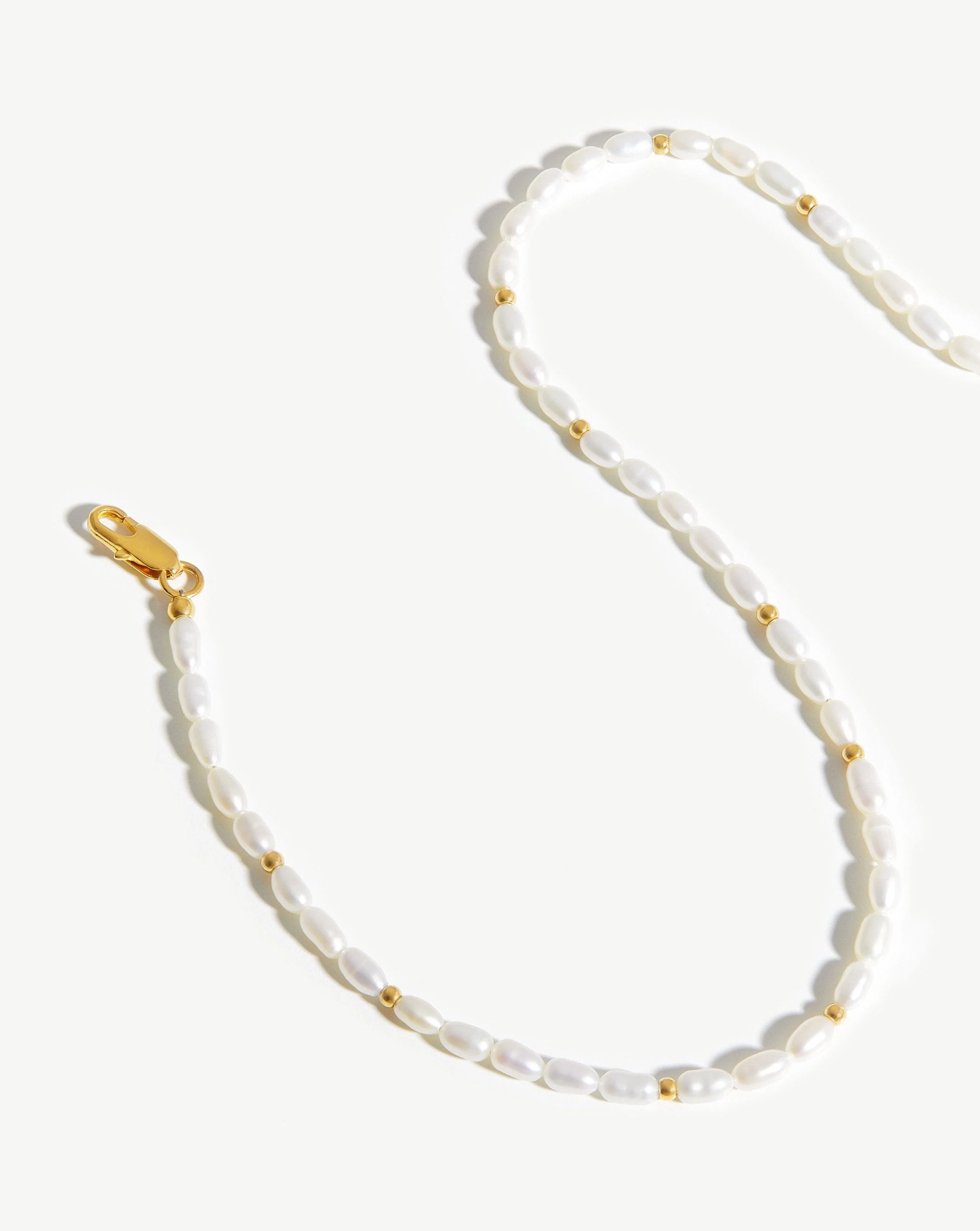 Short Seed Pearl Beaded Necklace | 18k Gold Plated/Pearl - Image 6