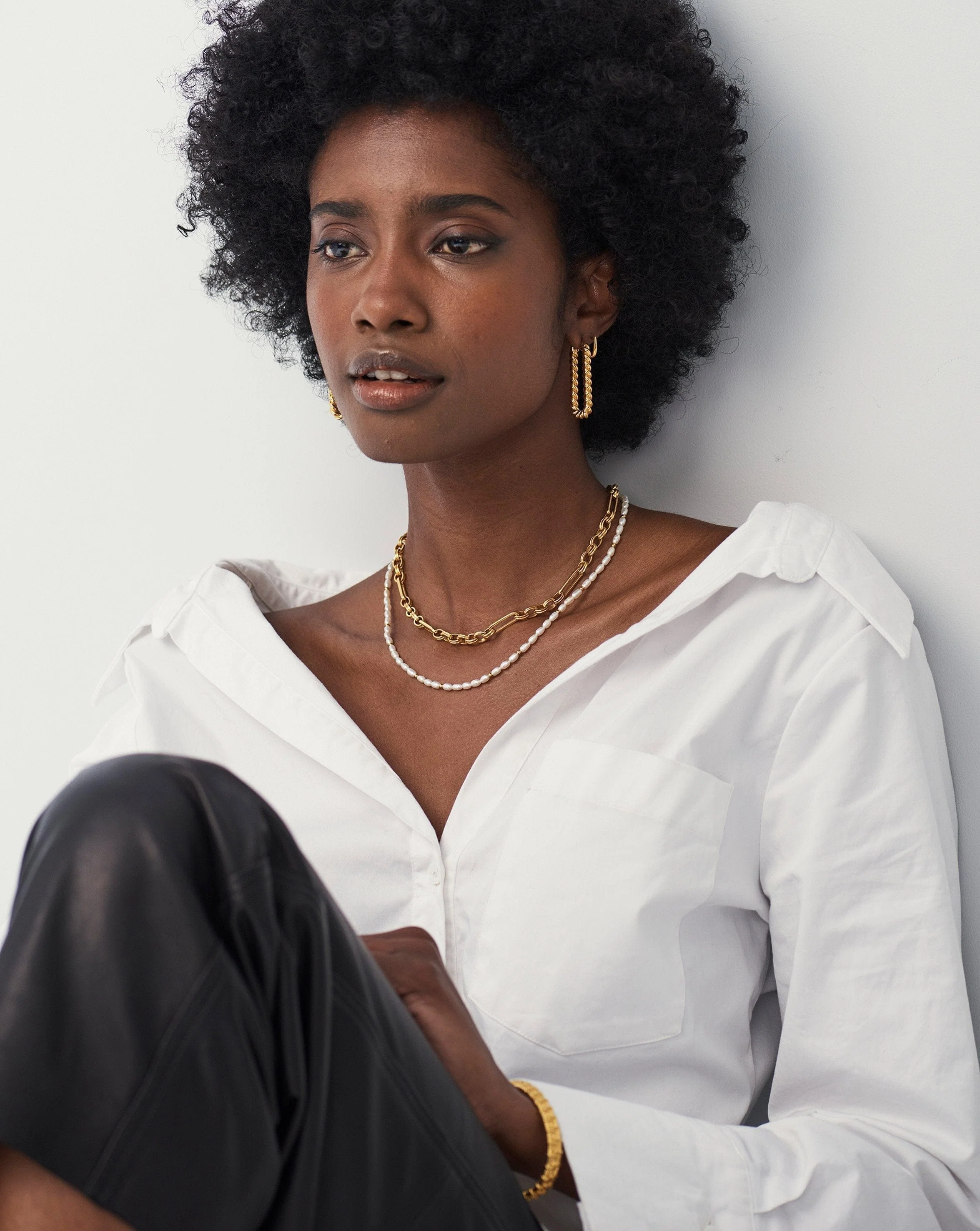 Short Seed Pearl Beaded Necklace | 18k Gold Plated/Pearl - Image 7