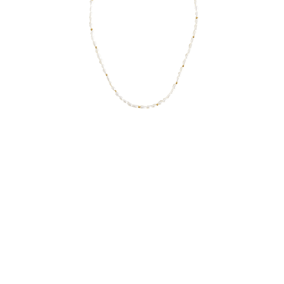 Short Seed Pearl Beaded Necklace | 18k Gold Plated/Pearl - Image 9