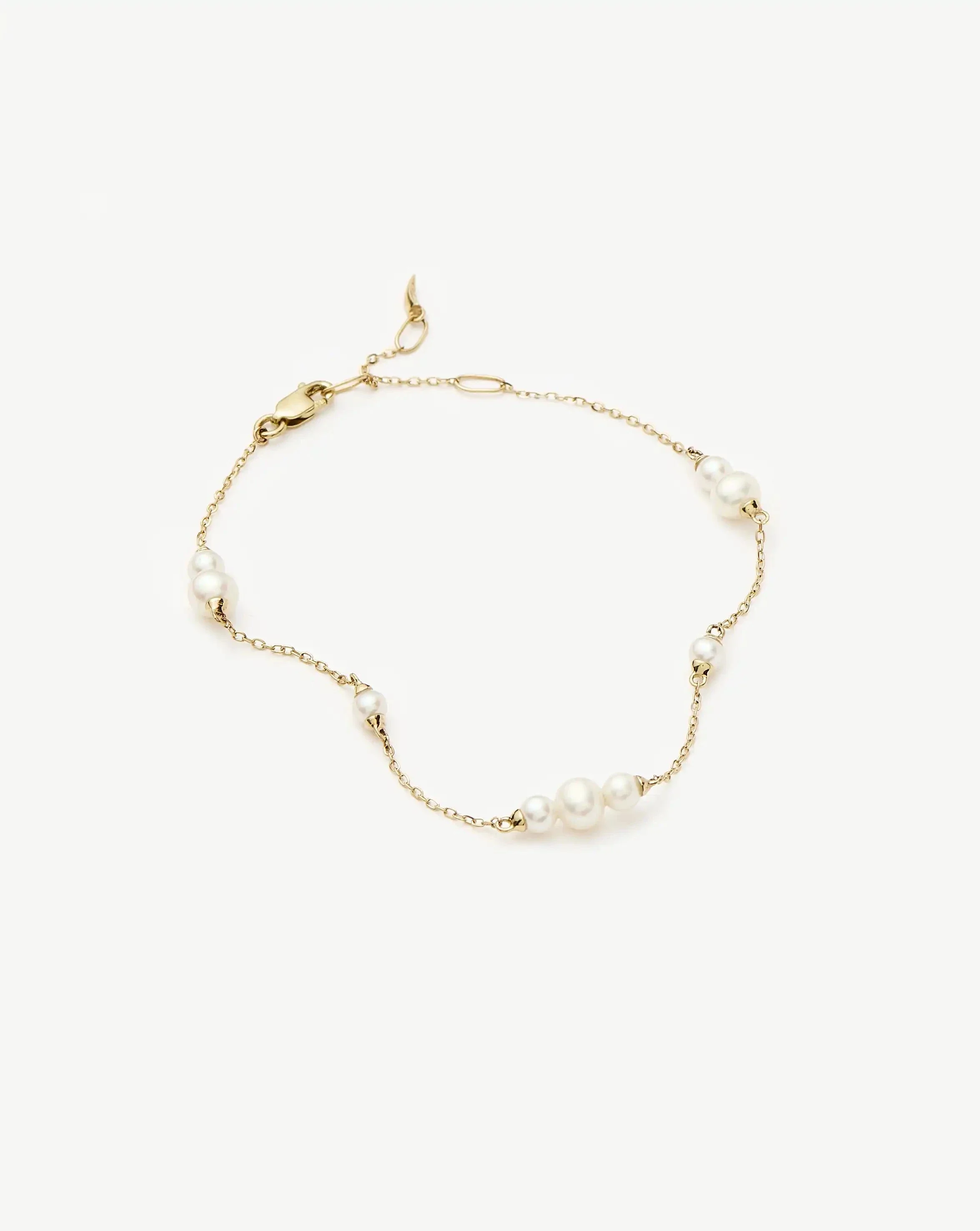 Solid Gold Pearl Chain Bracelet | 14k Solid Gold/Pearl - Image 5
