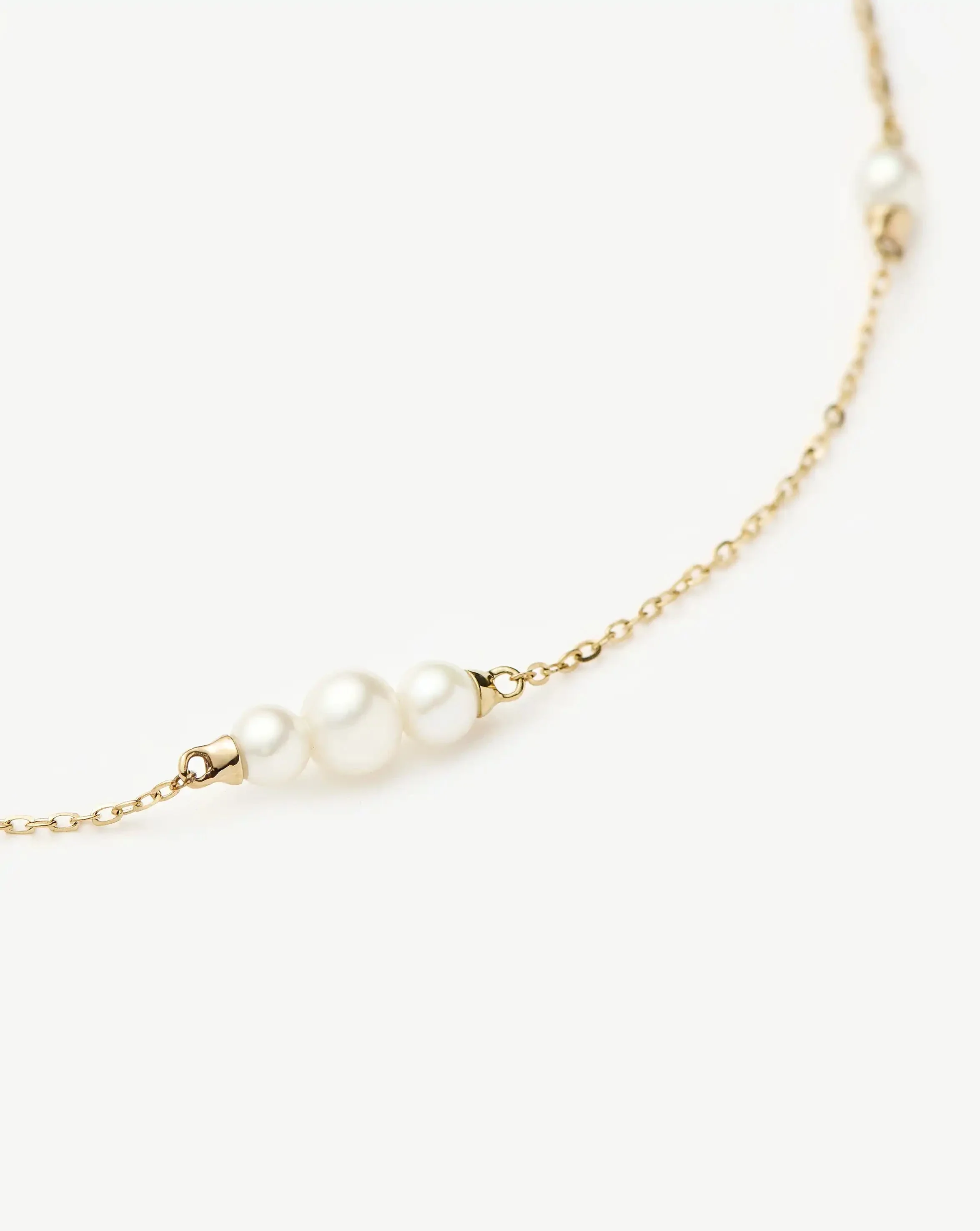 Solid Gold Pearl Chain Necklace | 14k Solid Gold/Pearl - Image 4