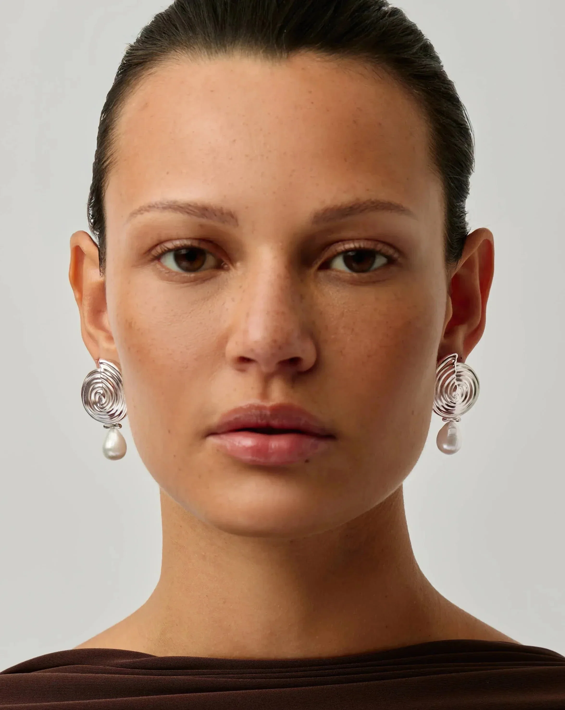 Spiral Detachable Pearl Drop Earrings | Silver Plated - Image 3