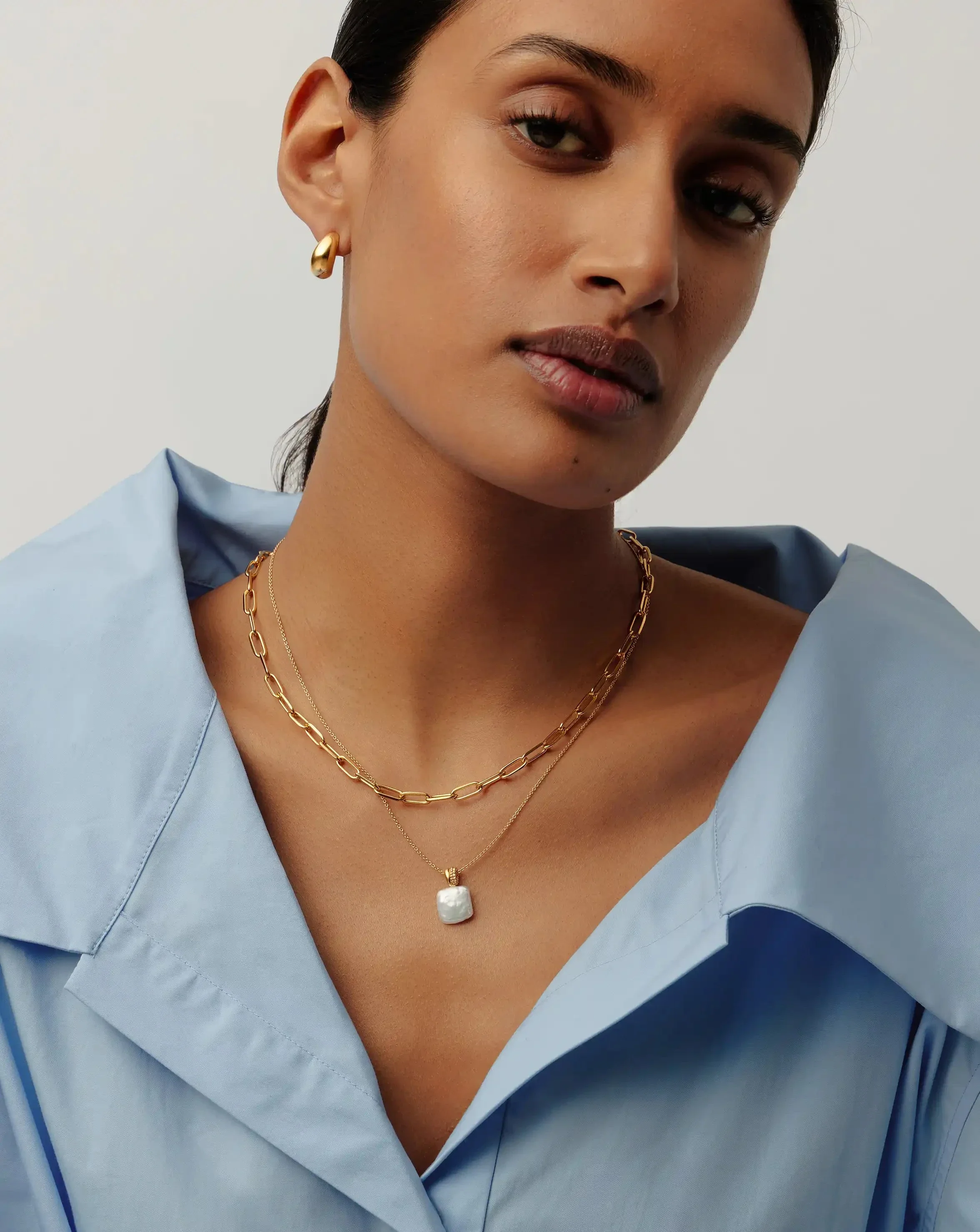 Square Pearl Baya Pendant Necklace | 18k Gold Vermeil/Pearl - Image 3