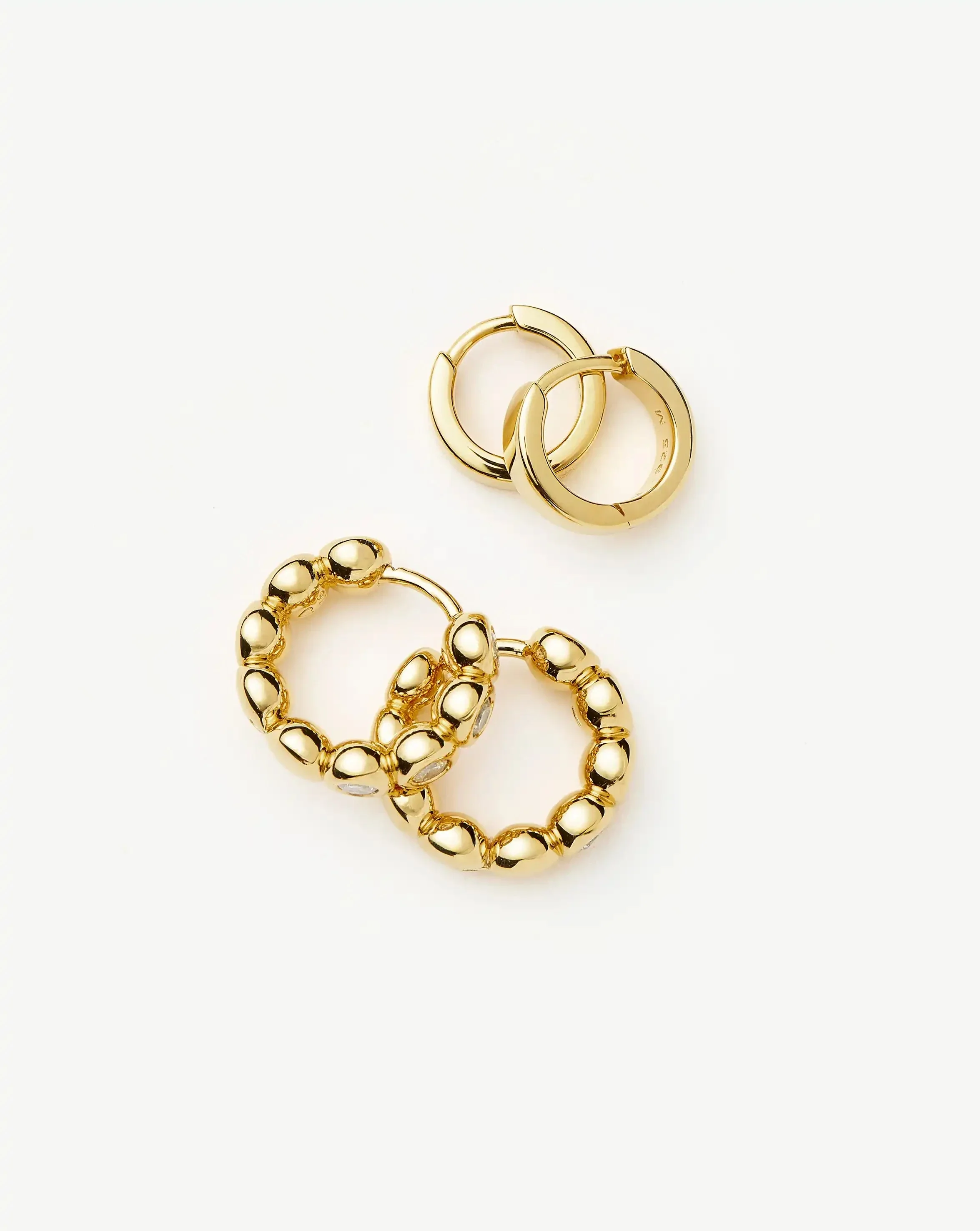Tennis & Chubby Hoop Earring Set | 18k Gold Vermeil - Image 4
