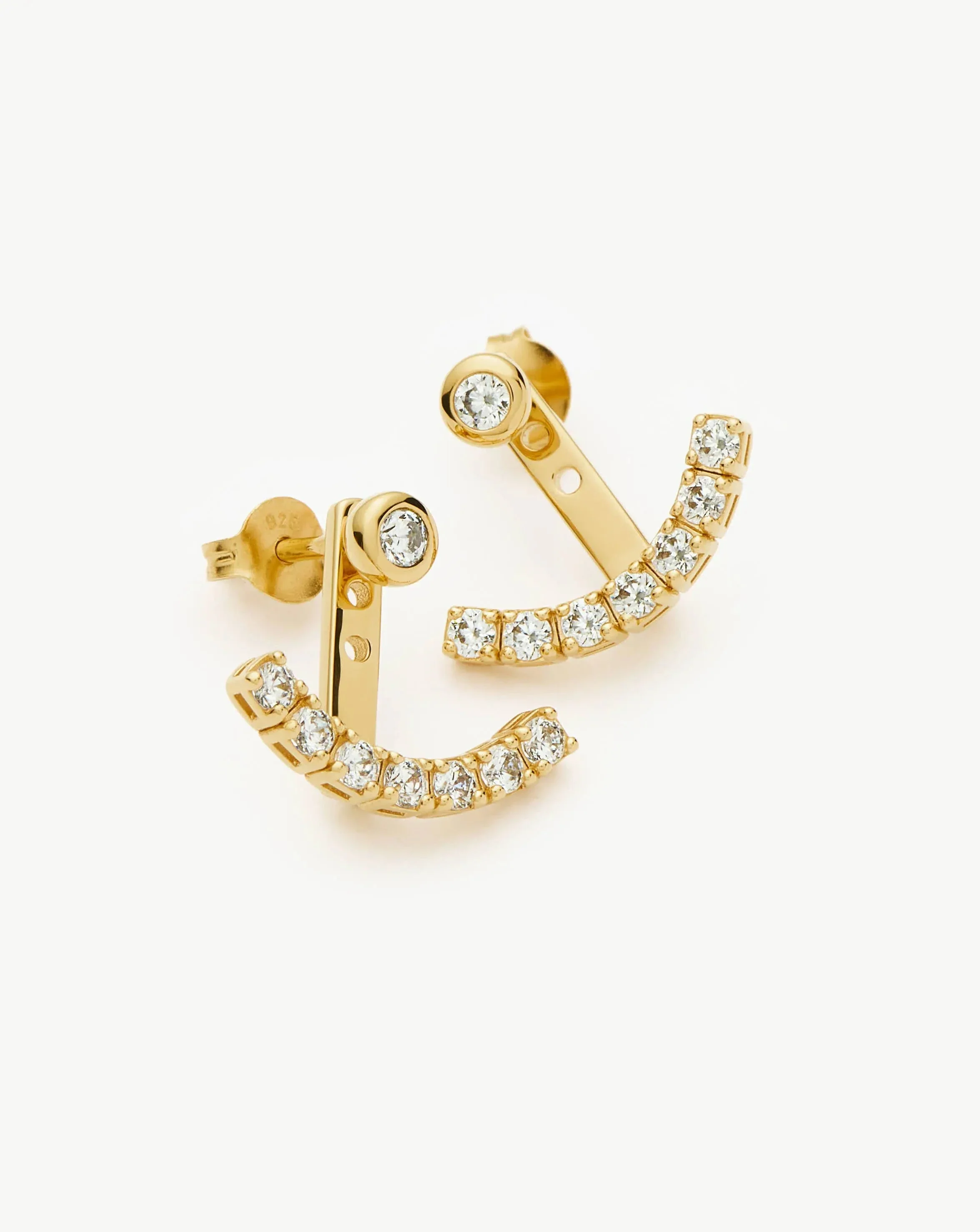 Tennis Ear Jacket Stud Earrings | 18k Gold Vermeil/Cubic Zirconia