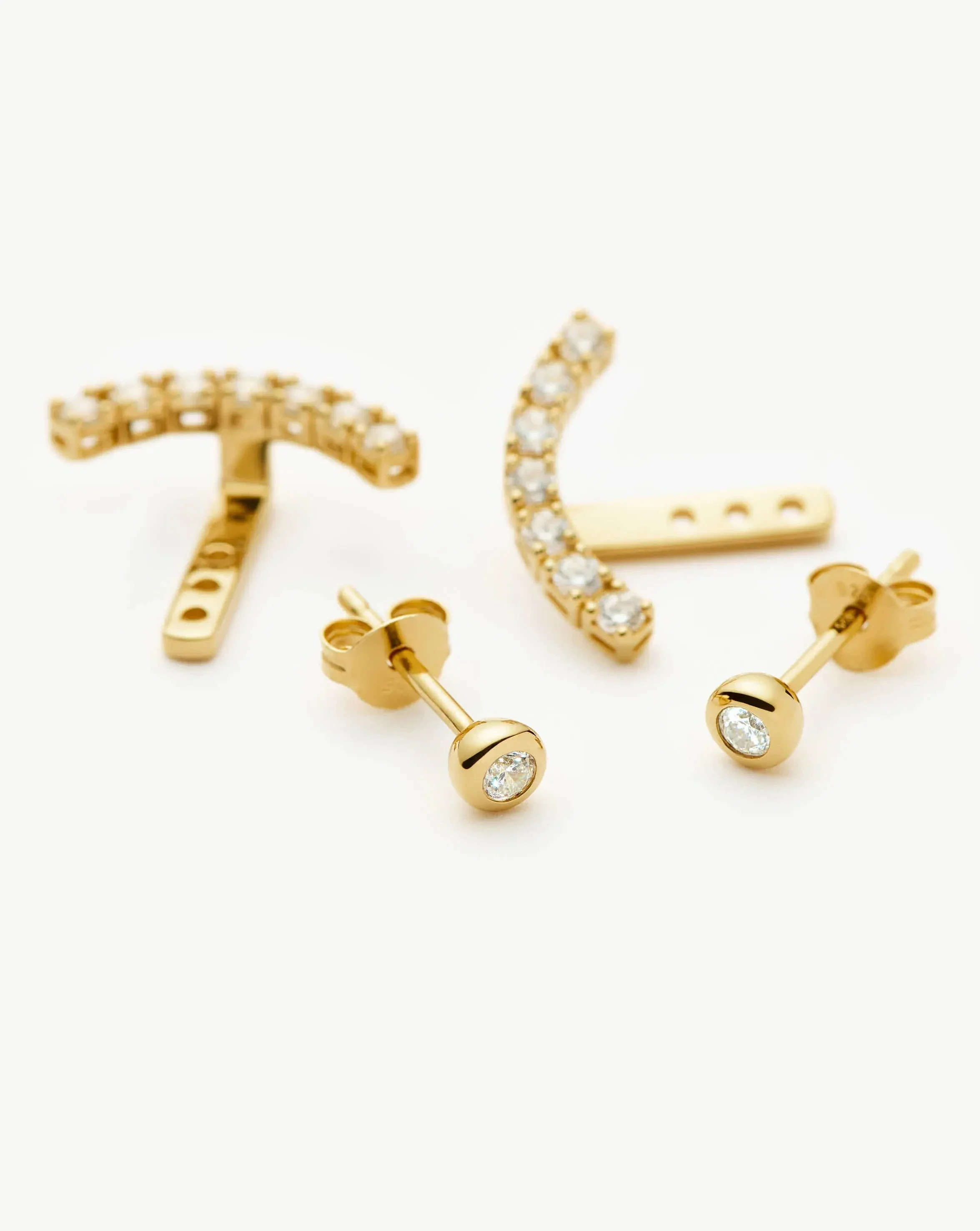 Tennis Ear Jacket Stud Earrings | 18k Gold Vermeil/Cubic Zirconia - Image 5